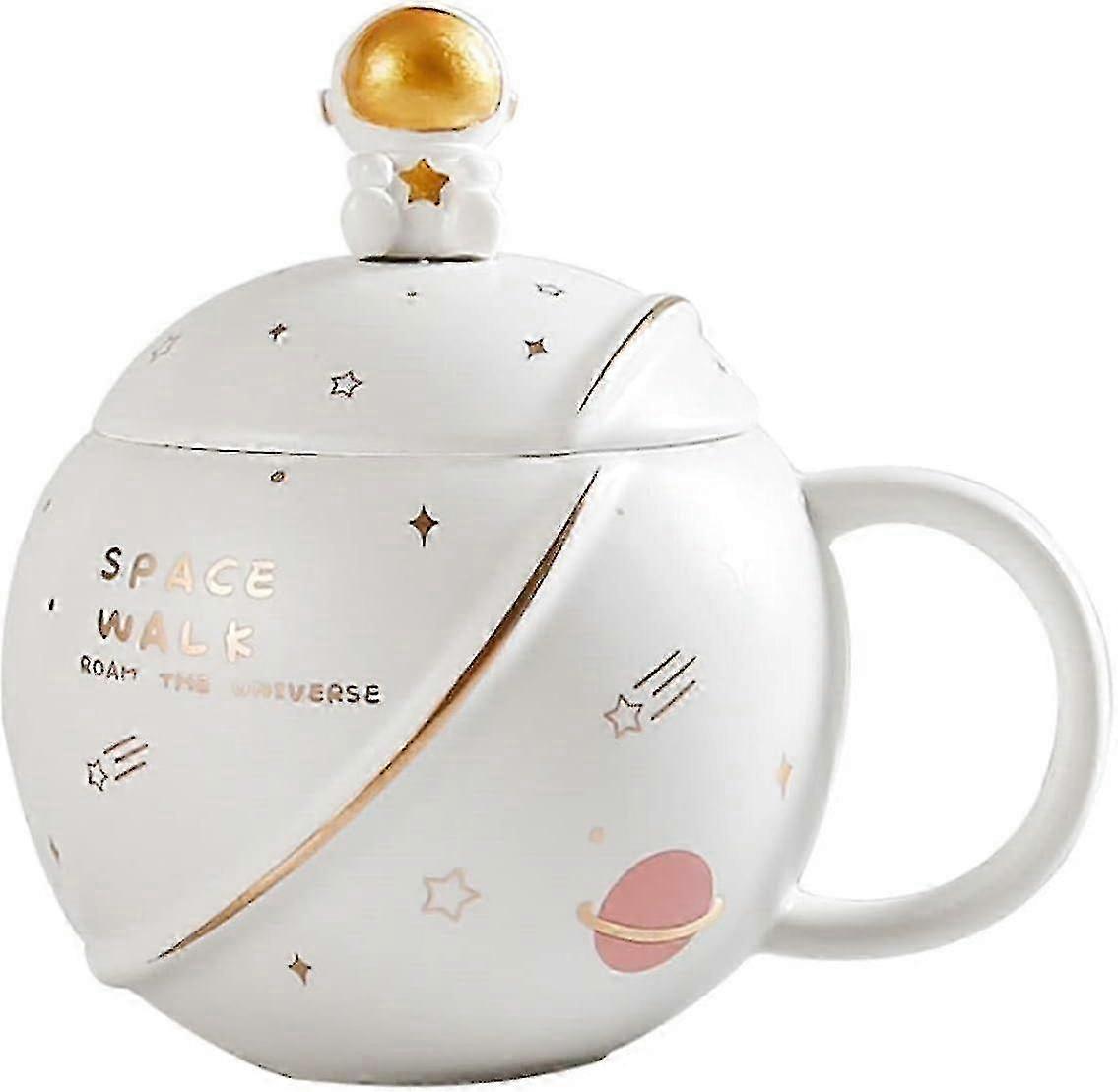 Cute Astronaut Mug With Lid And Spoon, Kawaii Cup Novelty Mug For C...