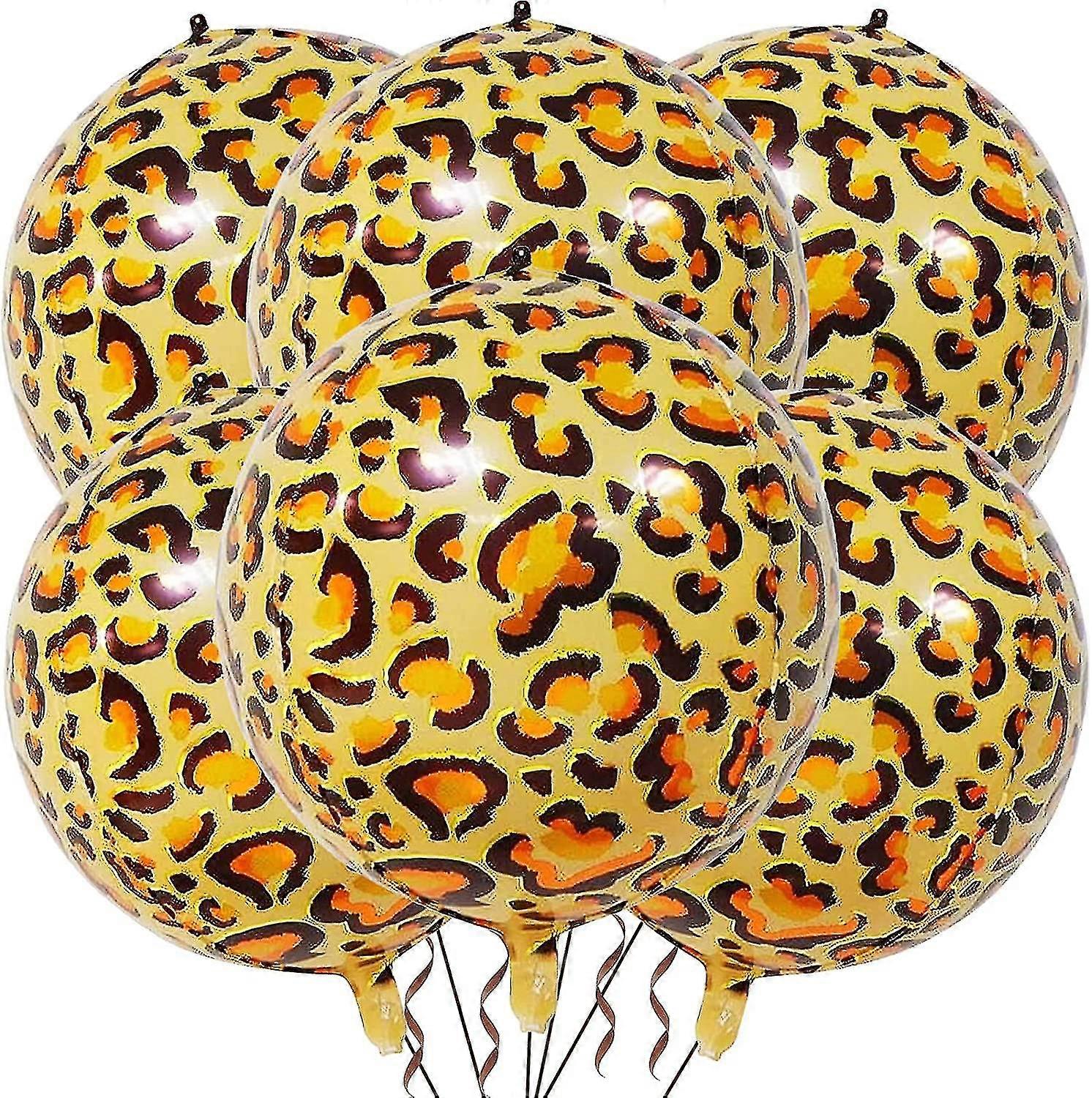 4D Printed Foil Balloons with Animal Patterns, Pack of 6, 22 Inches, Durable and Helium-Fillable