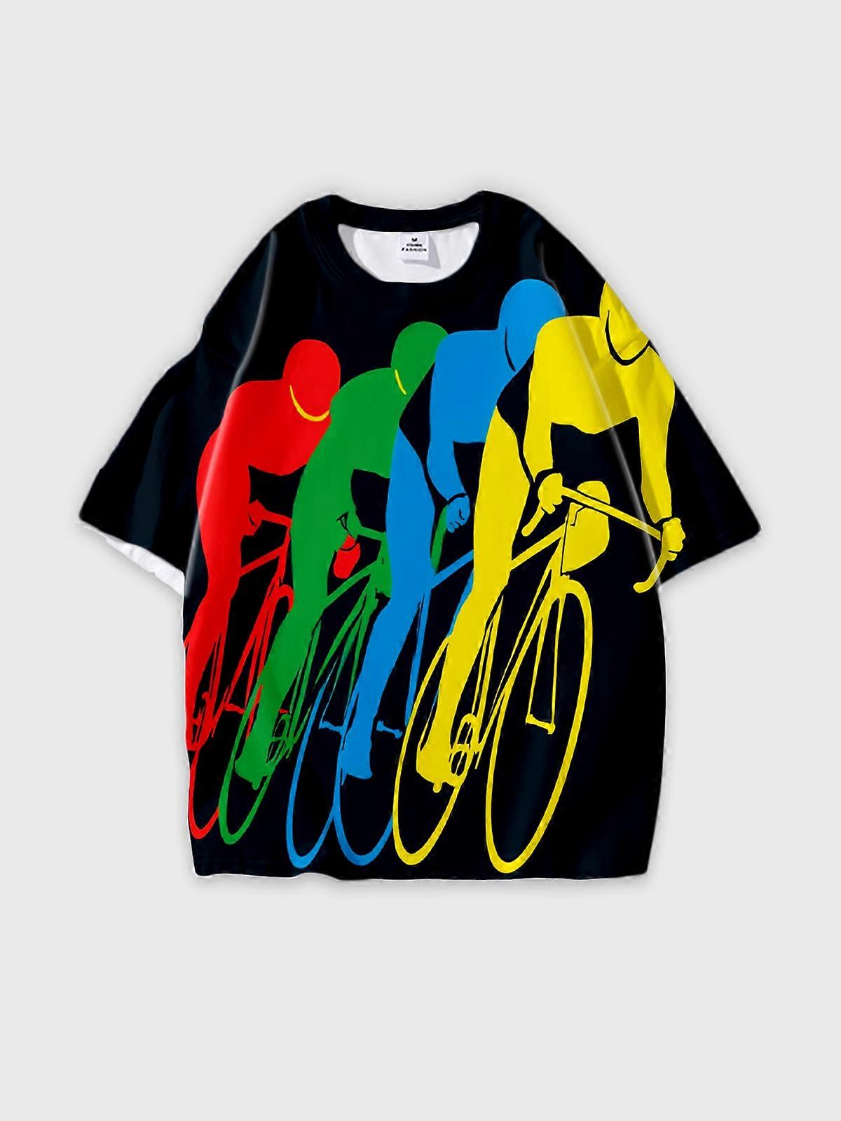 T-Shirt Short Sleeve Round Neck, Summer Casual Loose Graphic Tee, Unisex Pattern V3670