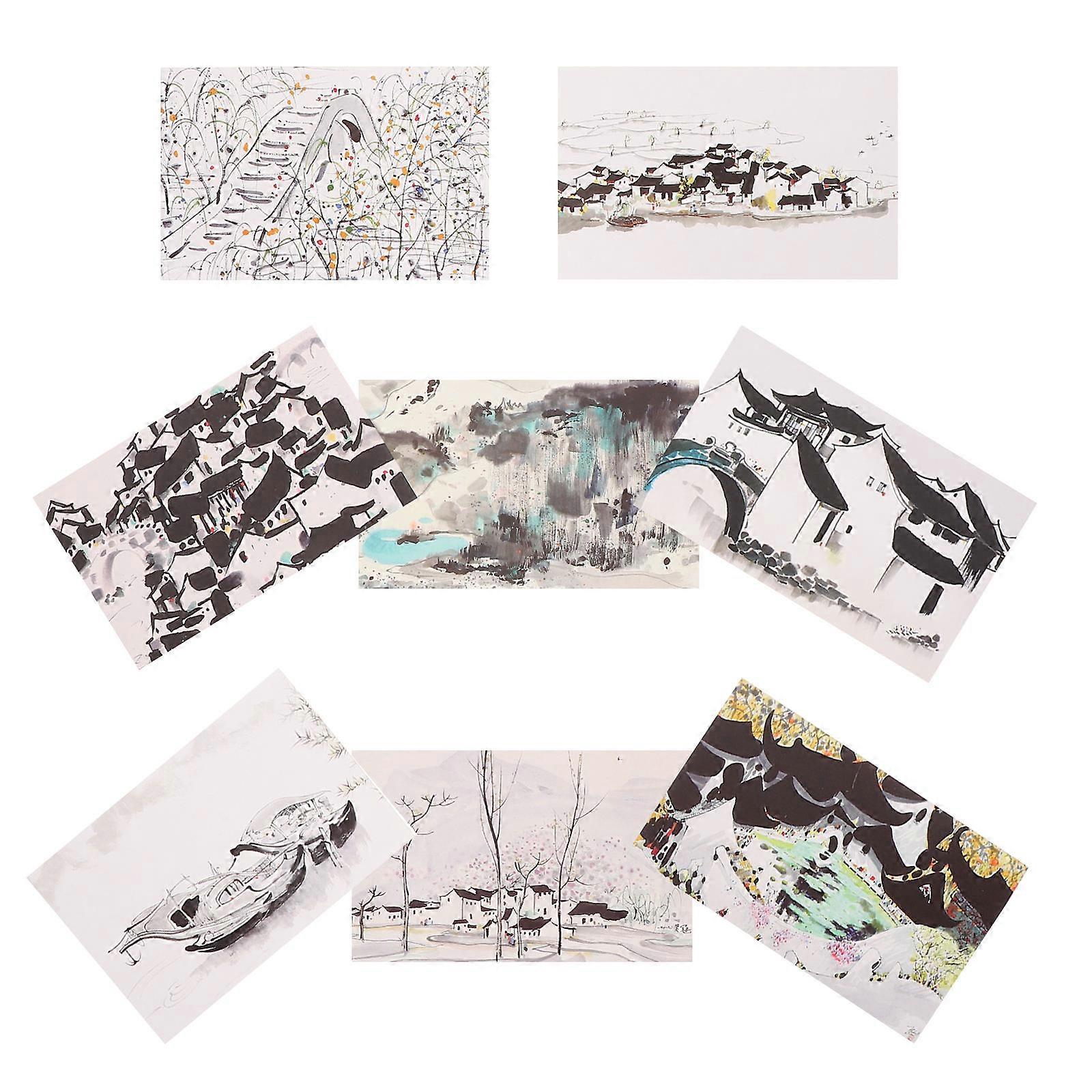 8Pcs Assorted Color Traditional Chinese Architecture Postcards Designed For Friends Rectangular Ideal For Scrapbooking And Collecting