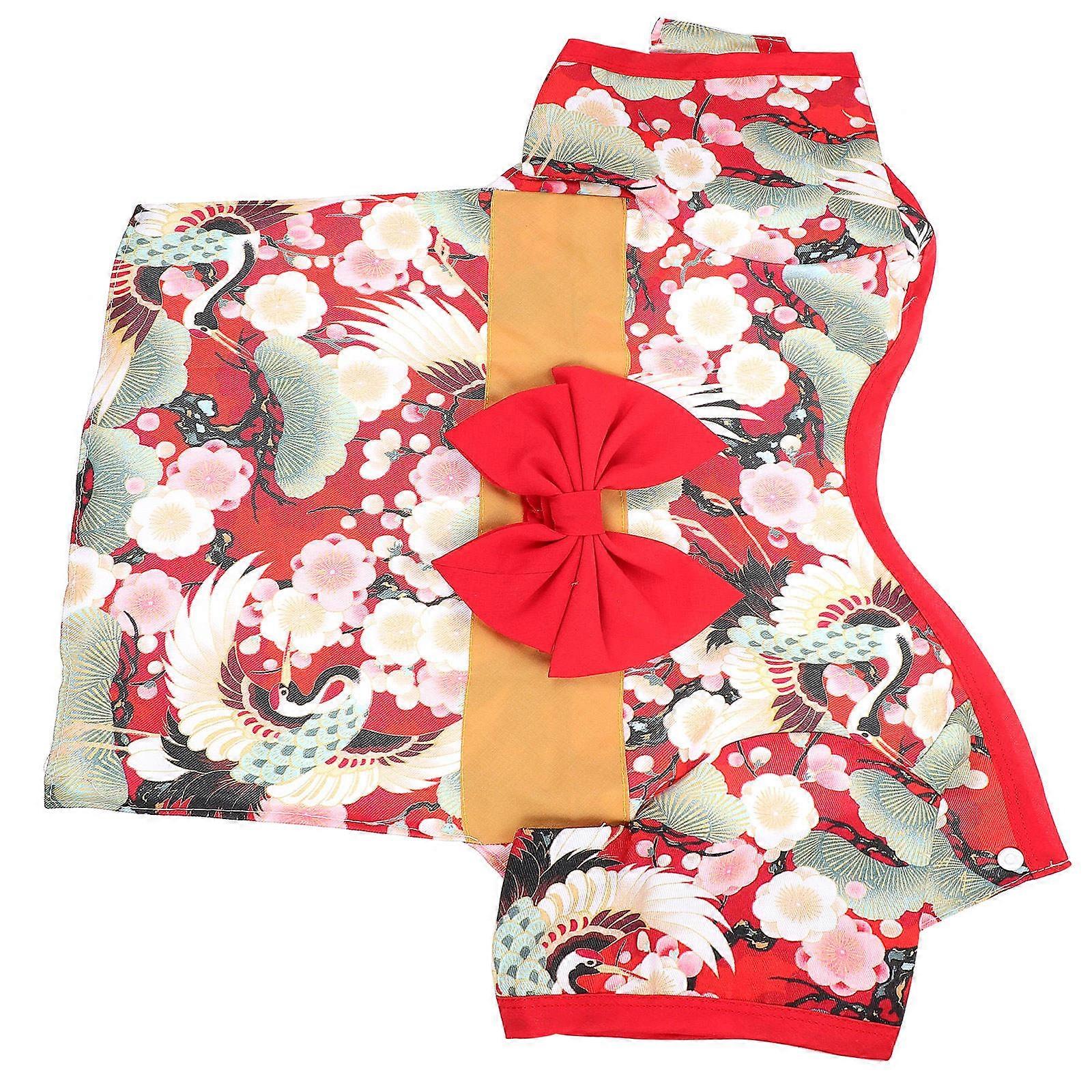 Japanese Kimono Style Pet Dog Clothes for Decor 1Pcs Red Fabric Garment