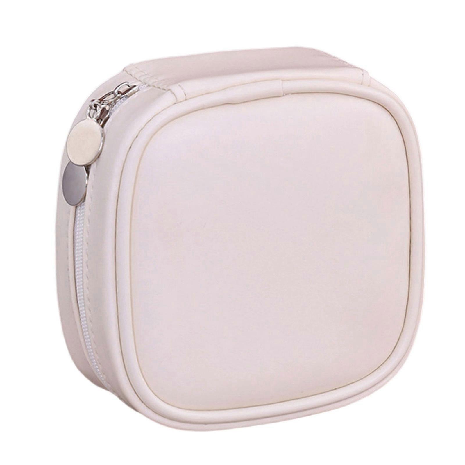 Secure Pull String Closure Jewelry Storage Case  Soft Leather Perfect For Travel Accessories Organization And Home Use  White