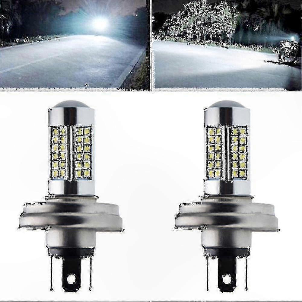 White 6000K LED Headlight Kit for Scooter and Moped, 2pcs High/Low Beam Lamps, Compatible with 6V 12V Systems