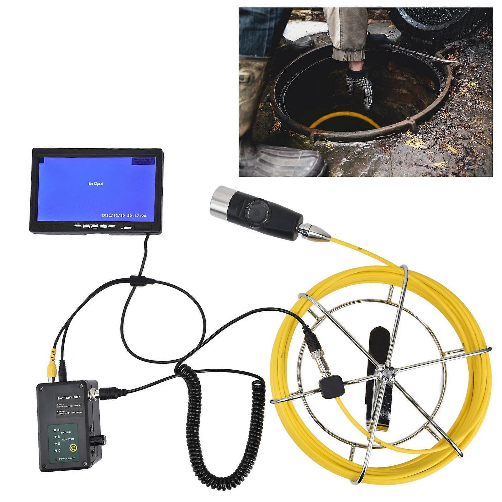 7in 1080P Waterproof Pipeline Endoscope Camera 30m Cable US Plug