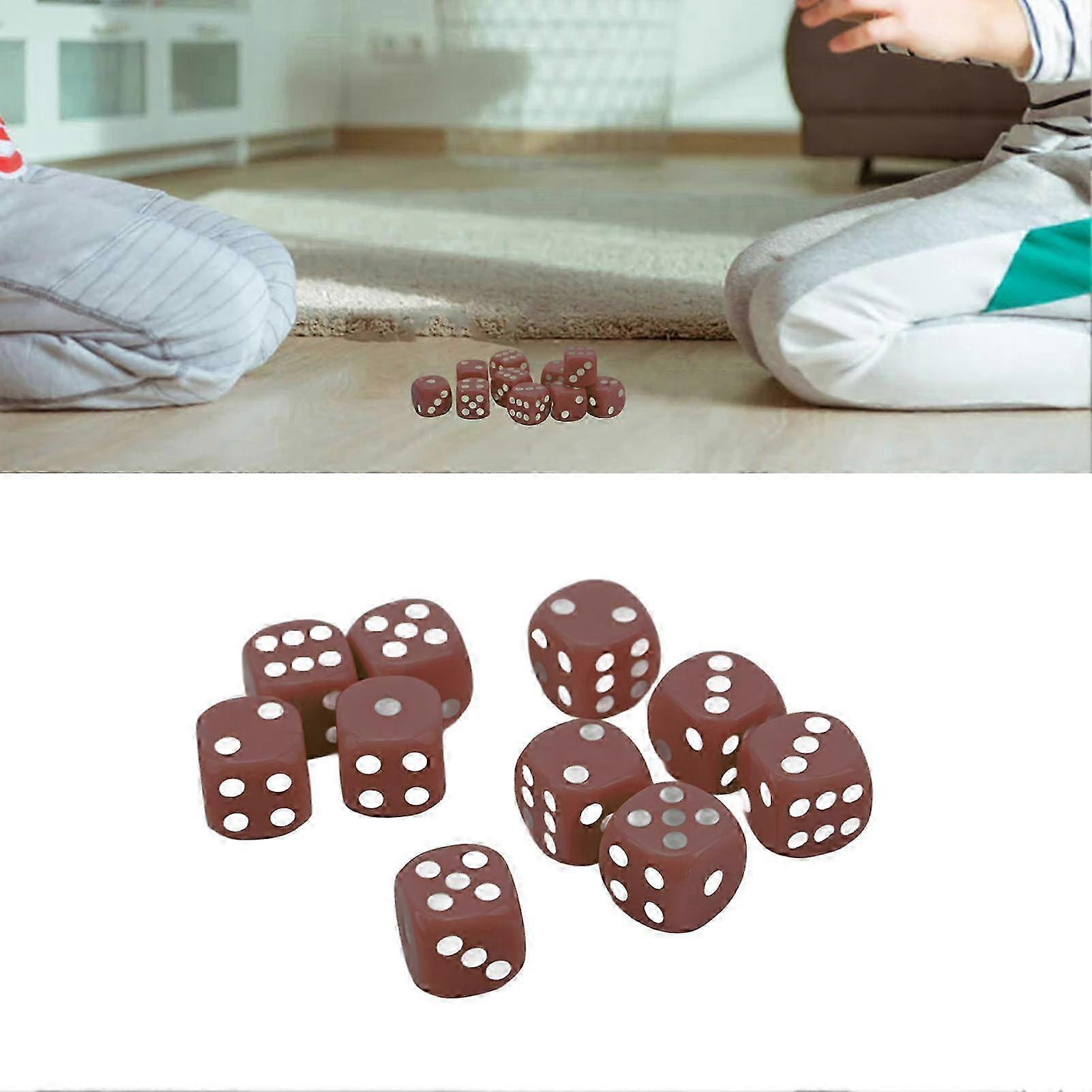 2025 30PCS Dice Set 16MM Plastic 6 Sided Round Corners Dice Cubes for Table Games Board Games Brown