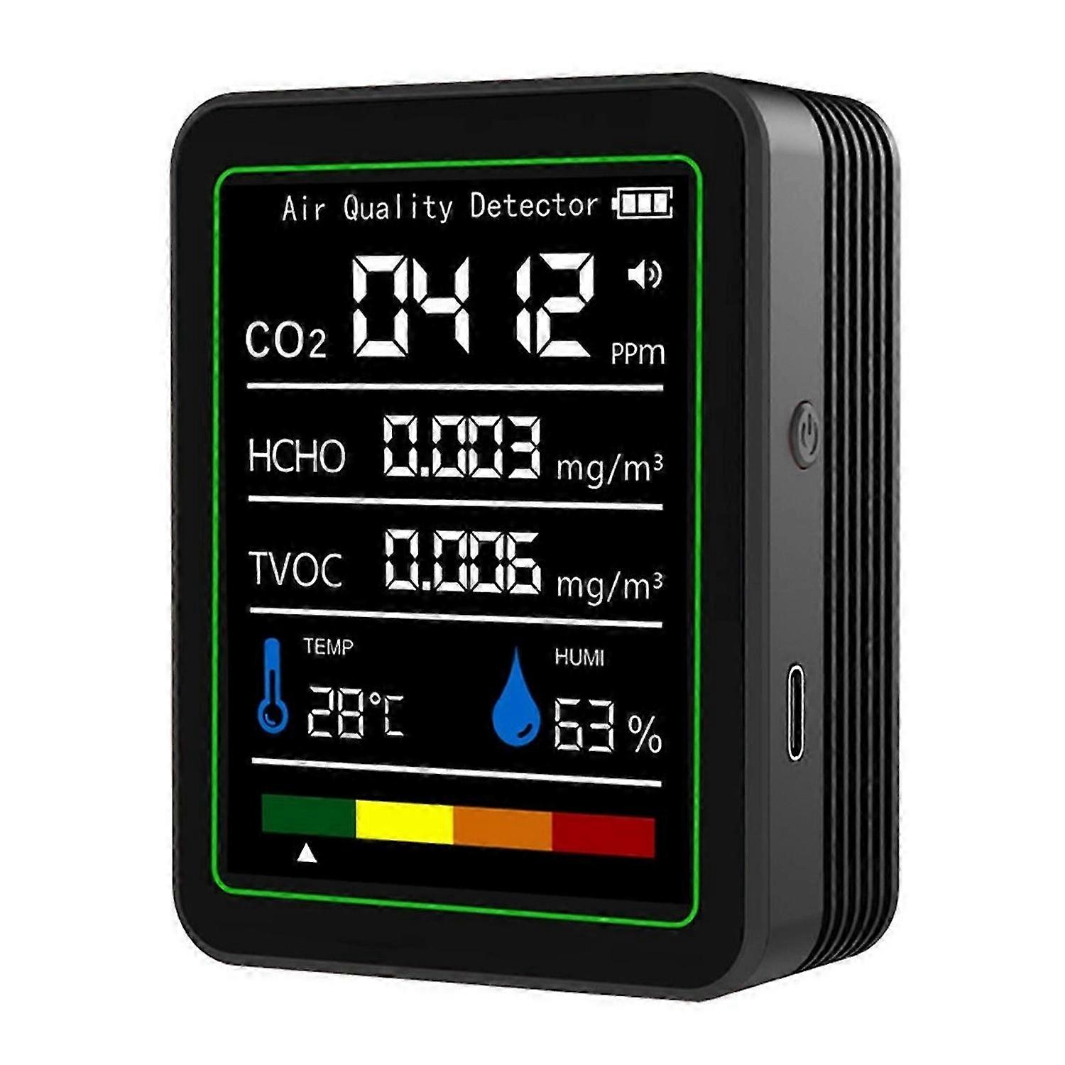 MT05 Indoor Air Quality Monitor TVOC HCHO Temperature Humidity Tester CO2 Meter USB Rechargeable CO2