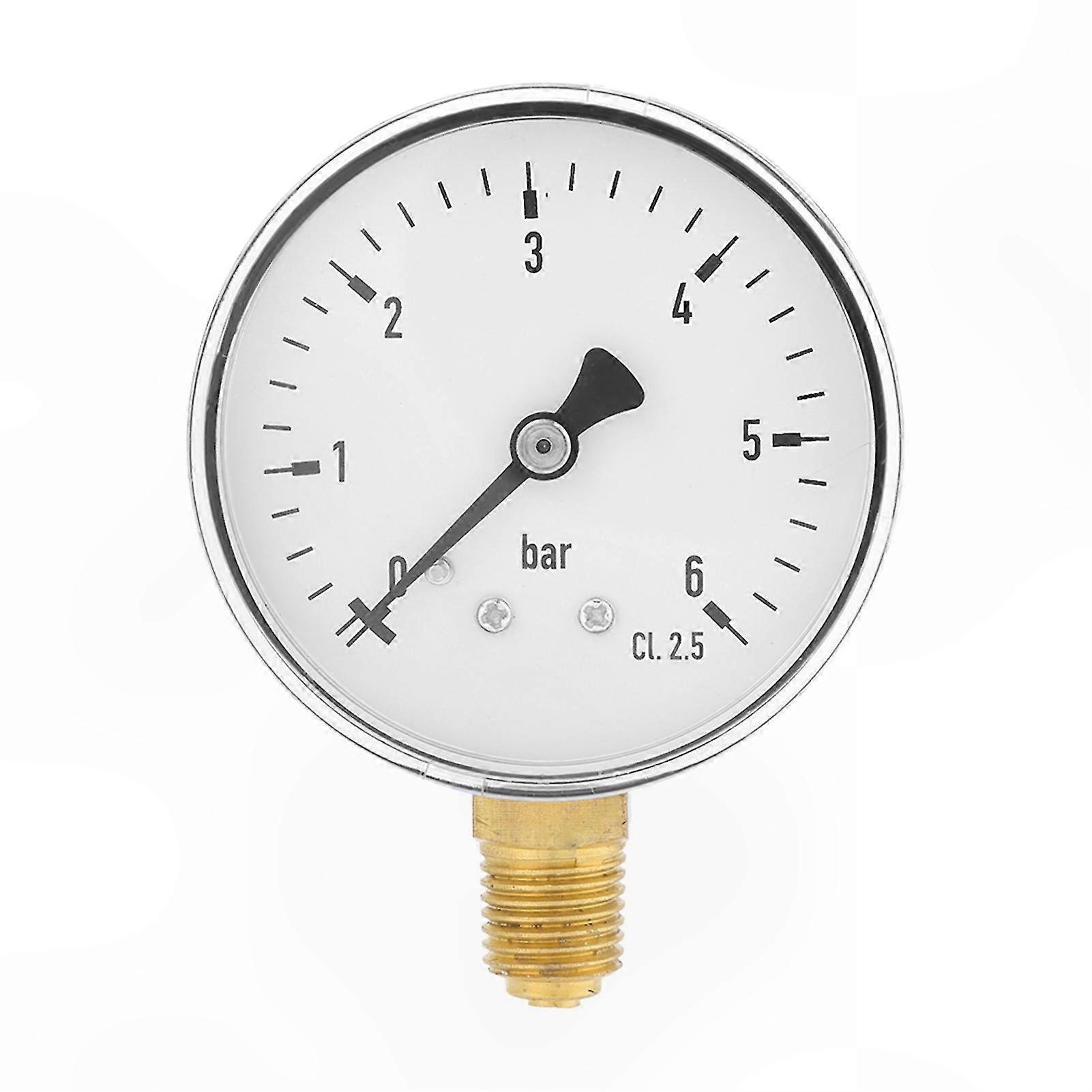6 Bar Hydraulic Pressure Gauge with 1/4" NPT Thread Side Mount Manometer for Air Systems Monitoring