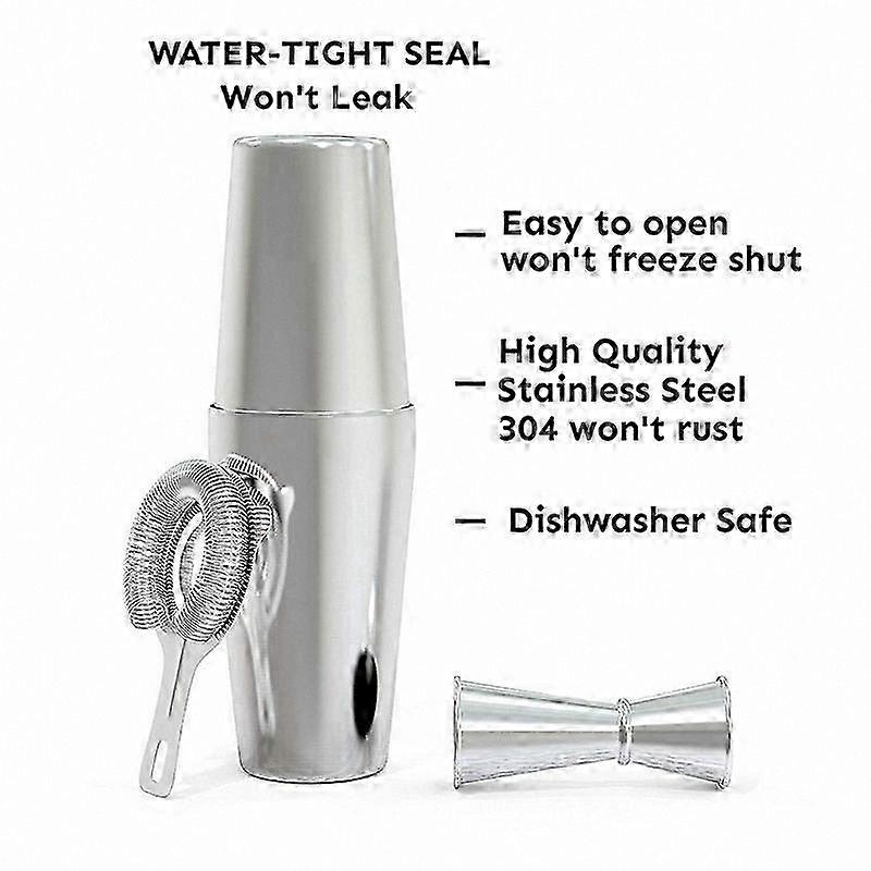 Professional Cocktail Mixing Kit: 4-Piece Premium Barware Set with Shaker, Strainer, and Jigger for Bartenders