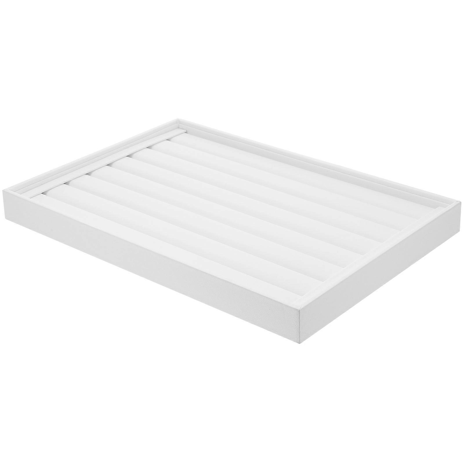 Ring Storage Organizer PU Jewelry Tray Stackable 2Pcs White