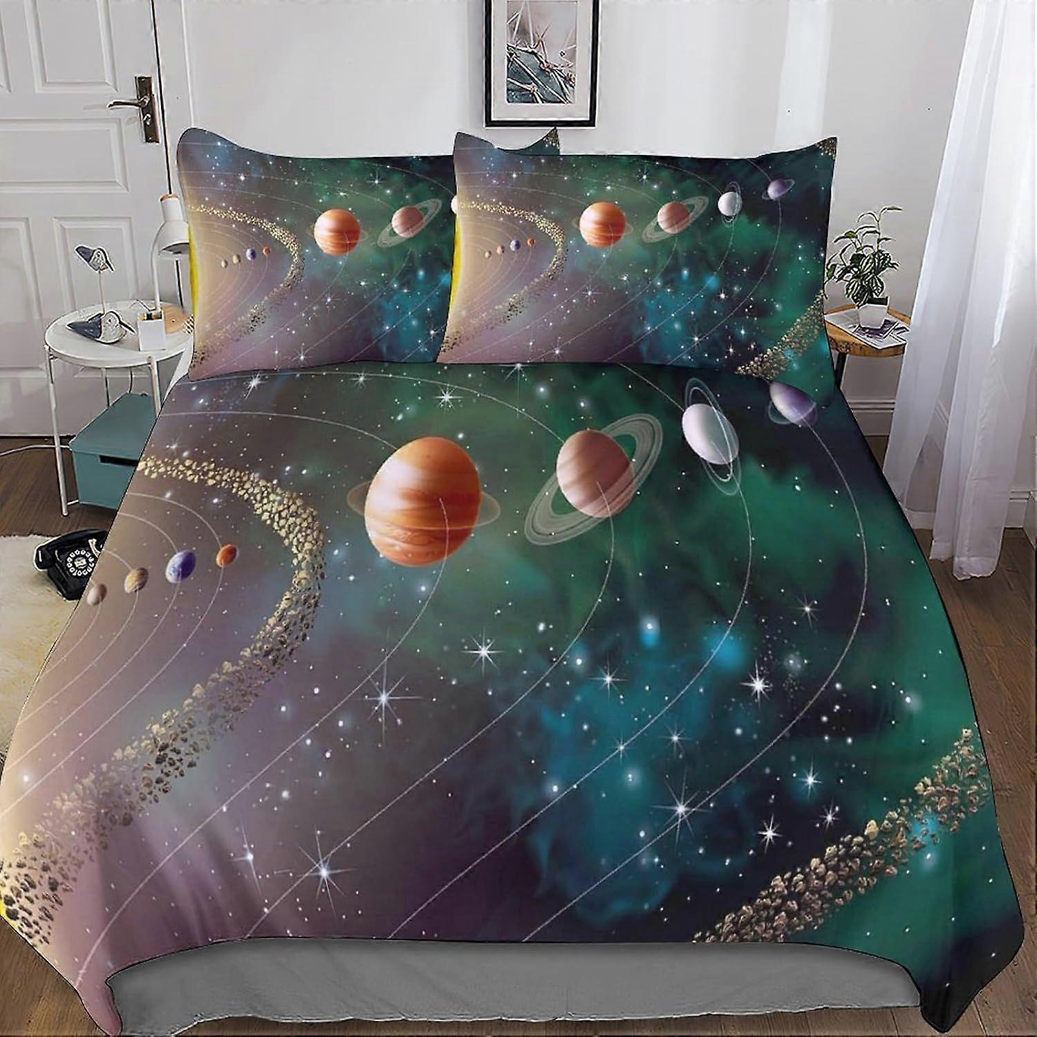 Bedding Single Bed Set Galaxy Printed Duvet Cover Super Soft Microfiber Bedding Set with Zipper with Pillowcases Quilt Cover Hypoallergenic for in Kid