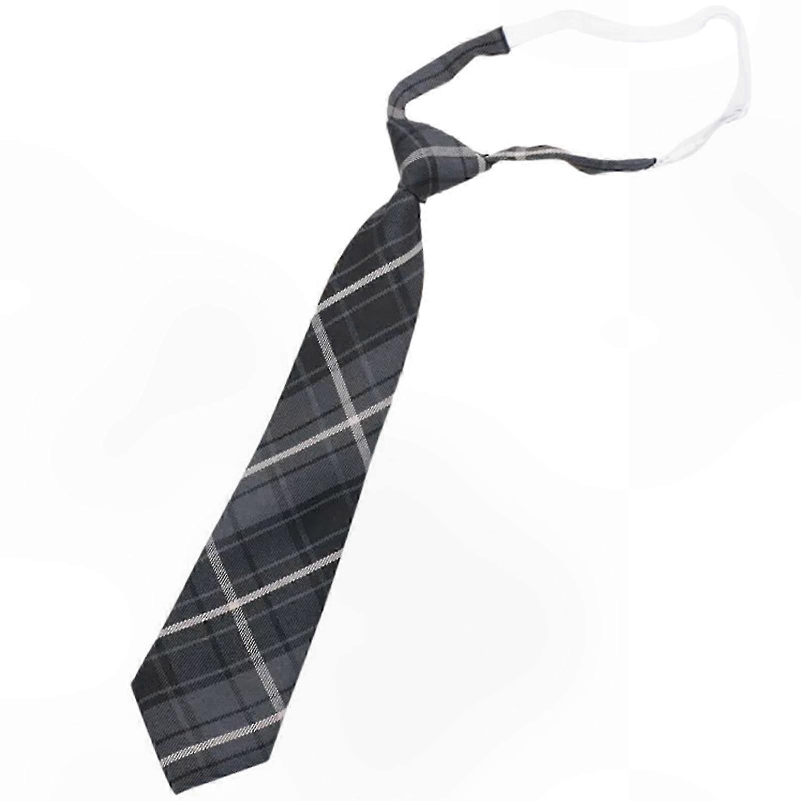 Gray Checkered Pre-Tied Necktie for School Uniforms and Formal Business Attire Bowtie Adjustable Vintage Style for Students