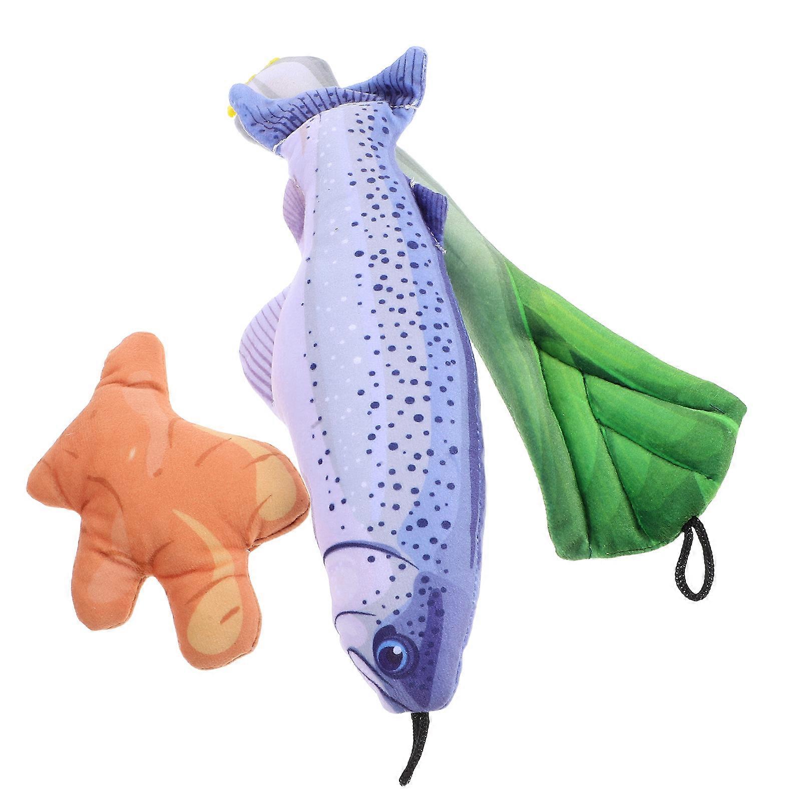 Catnip Fish Plush Toy for Teeth Cleaning 6Pcs Interactive Kitten Chew Toys