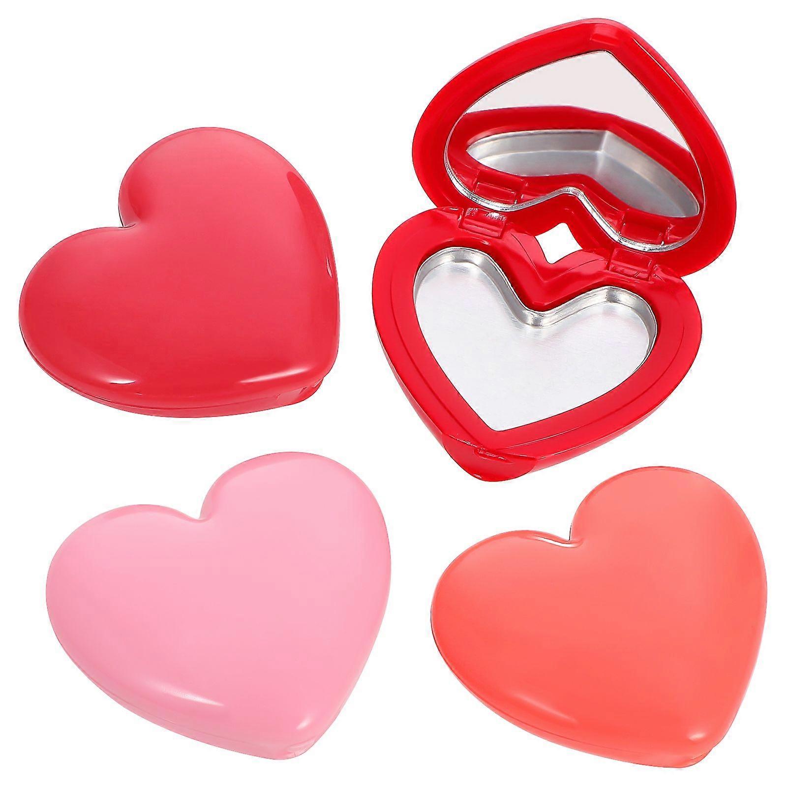 4pcs Empty Inner Mirror Eyeshadow Box Heart Shaped Lipstick Container Cosmetics Cases