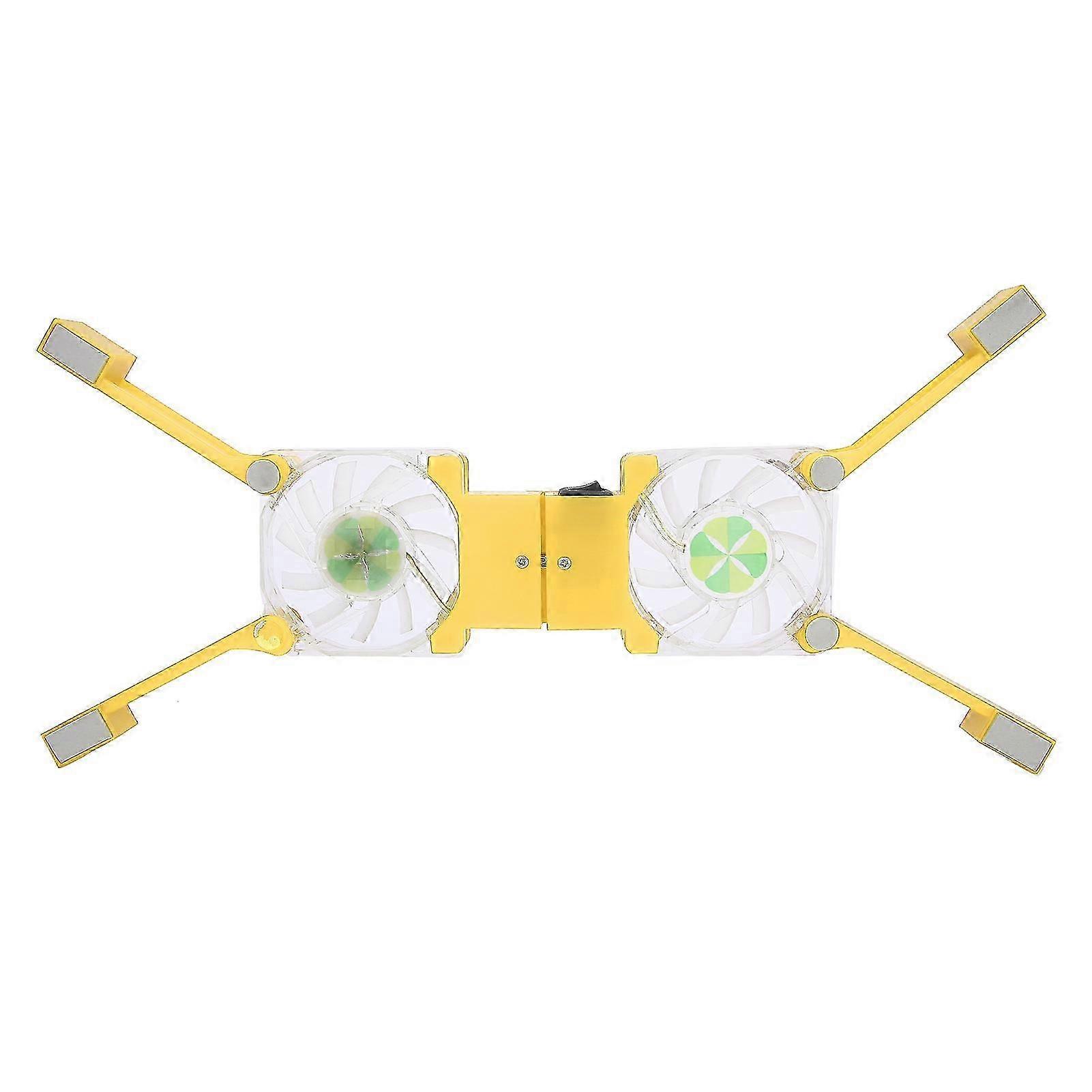 DRS03 Folding Laptop Cooling Pad Double Fans LED Blue Light Notebook Computer Cooler(Yellow ) 2025