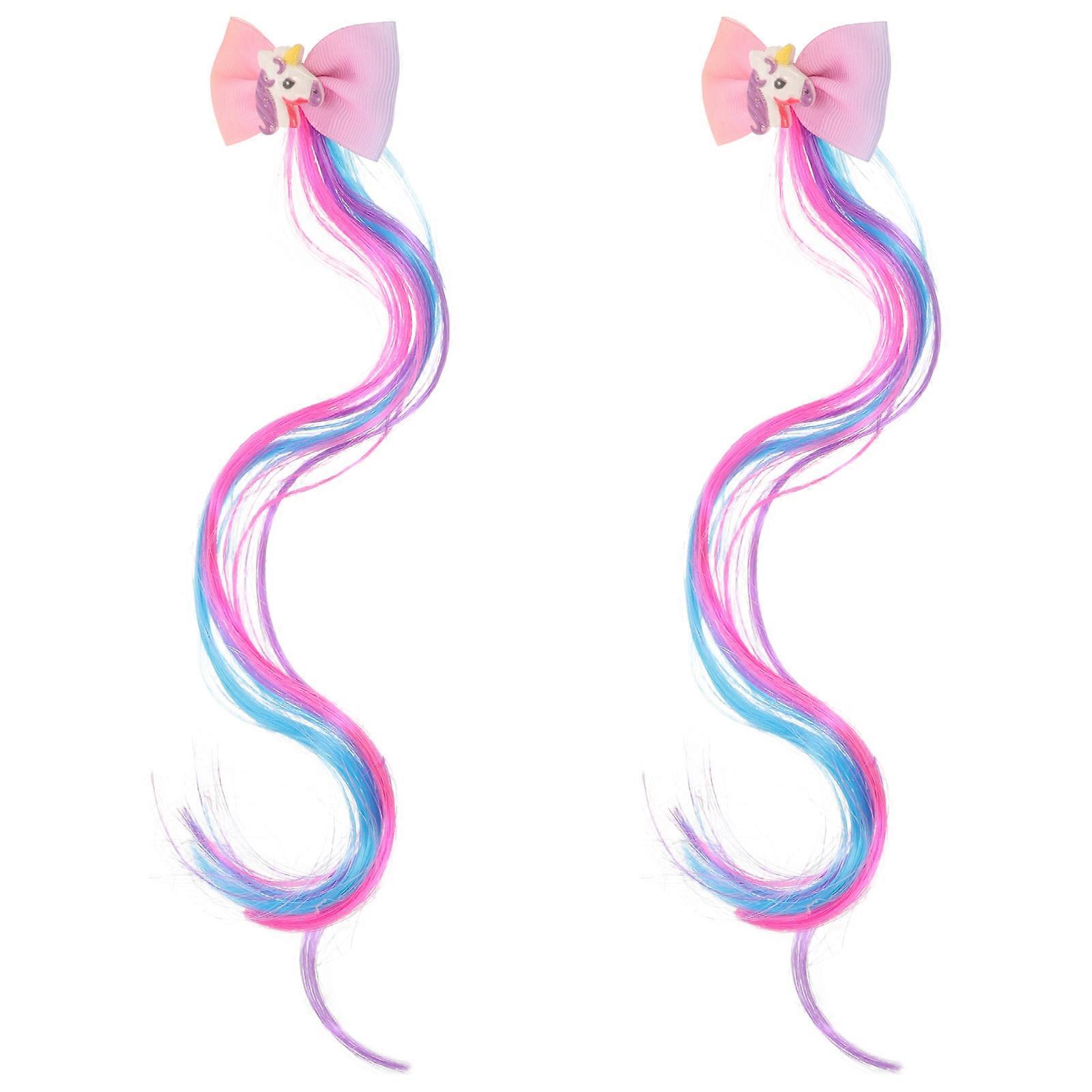 Colored Hair Extensions Girl Hairpiece for Decoration 3Pairs Multi Color Unicorn Wig