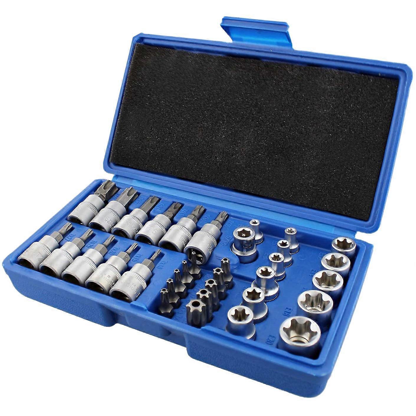 34Pcs Torx Socket Set Torx Bit Socket Set Male Female Set