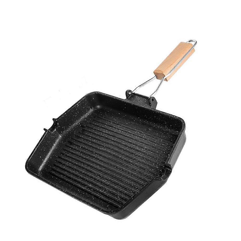 Non Stick Griddle Pan BBQ Grill Pan Foldable Handle Easy to Clean Square Shape 14.6×10.6×1.4in 1Pack