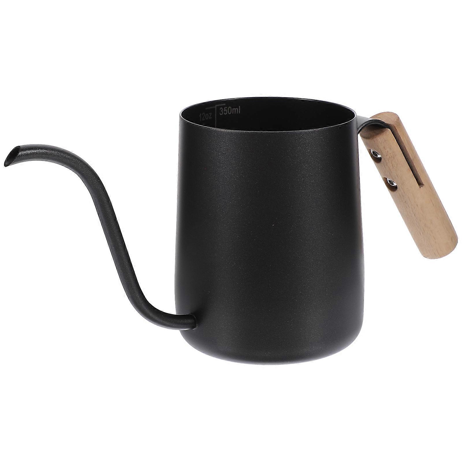 Gooseneck Kettle Pot For Coffee Lovers And Cafes Featuring Convenient Wooden Handle In Black 5Pcs
