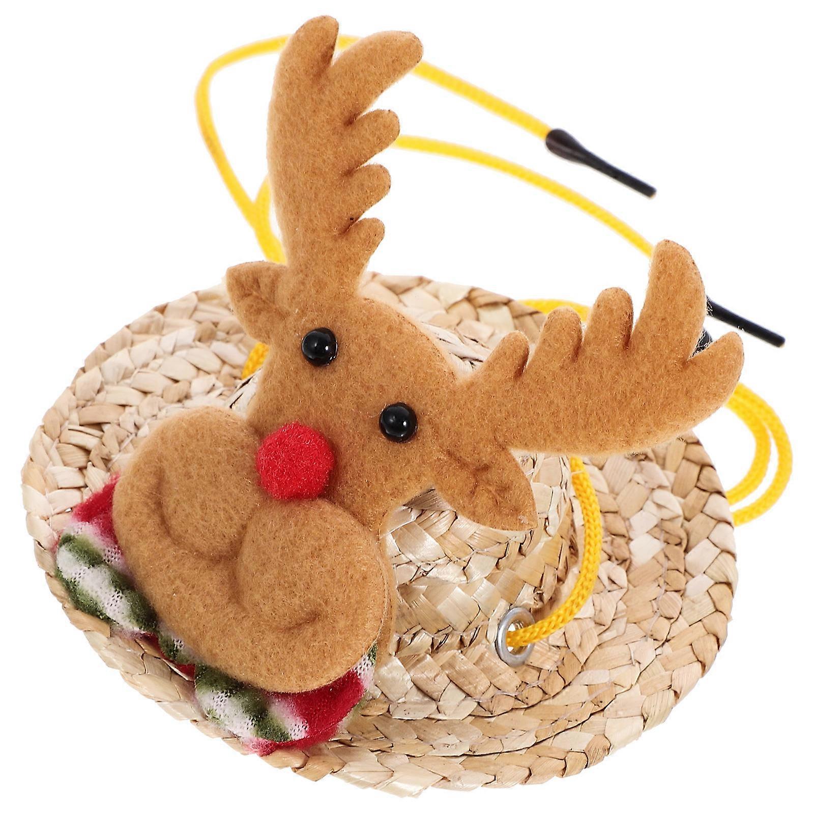 Small Animal Festive Cap Elk Shape for Hamsters and Hedgehogs Christmas Style 1 Set