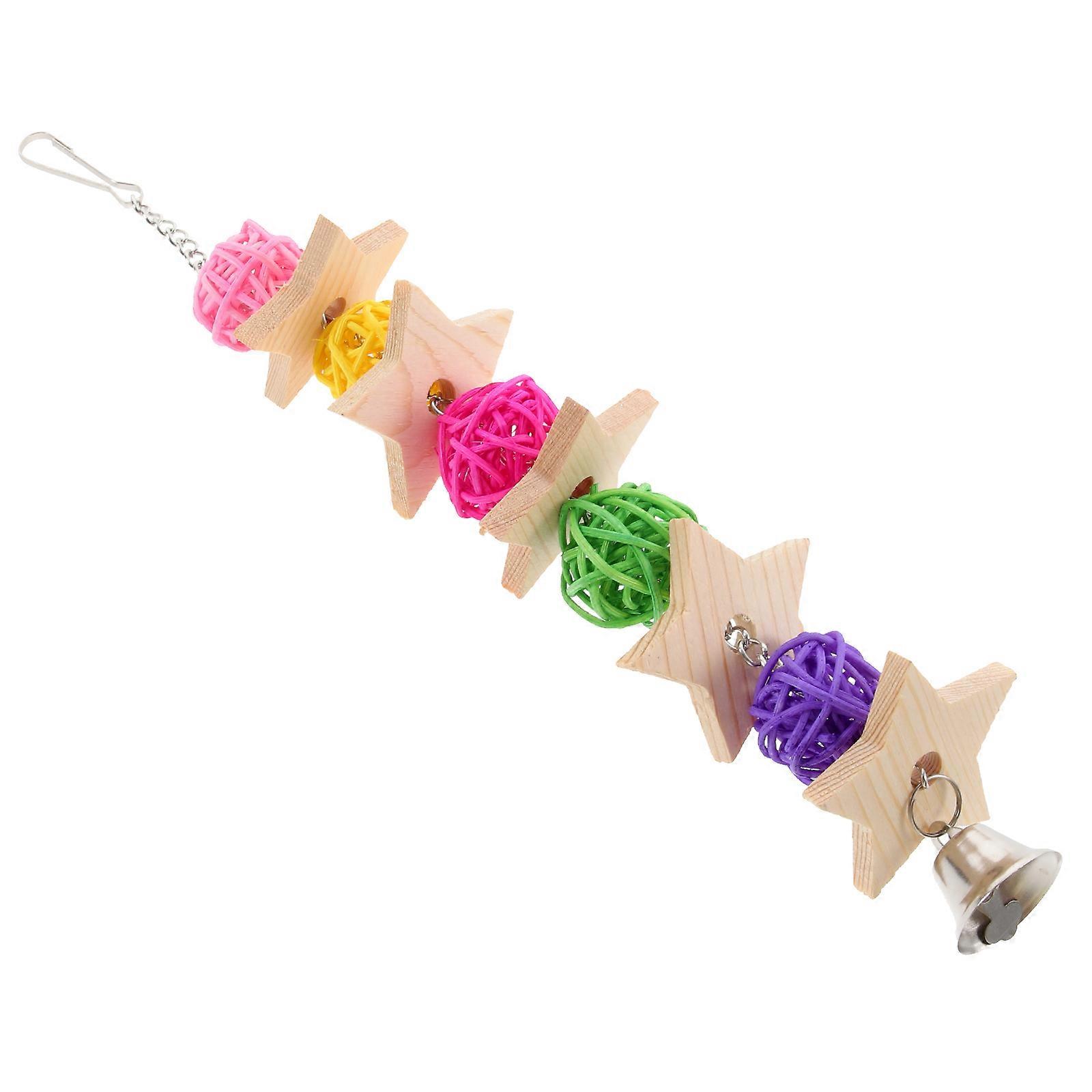 Bird Hanging Chew Toy Wooden Parrot Chewing Toy for Cage 3Pcs Set