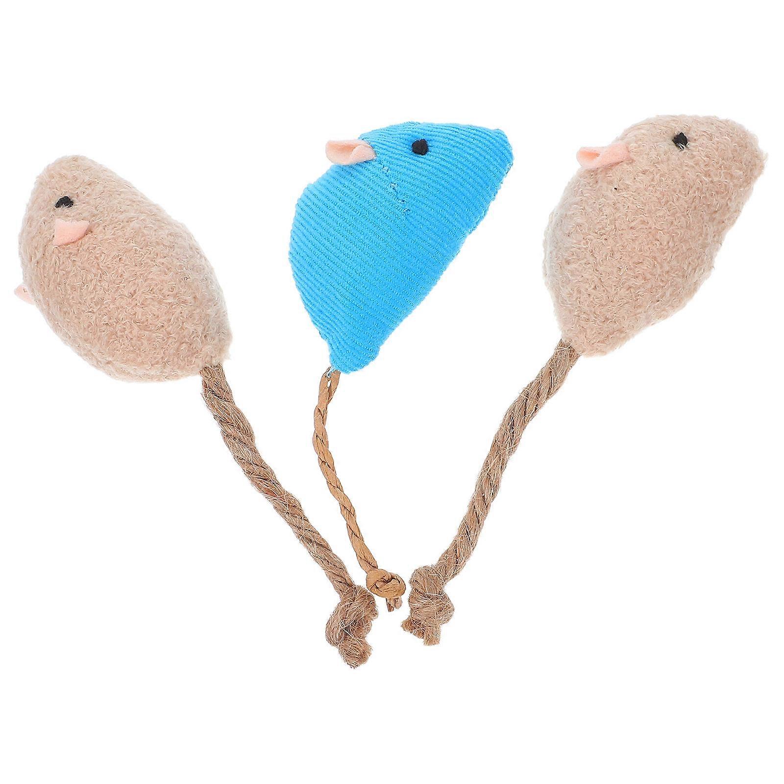 Cat Teaser Mouse Set for Natural Instinct Play 6Pcs Plush Mice Assorted Color
