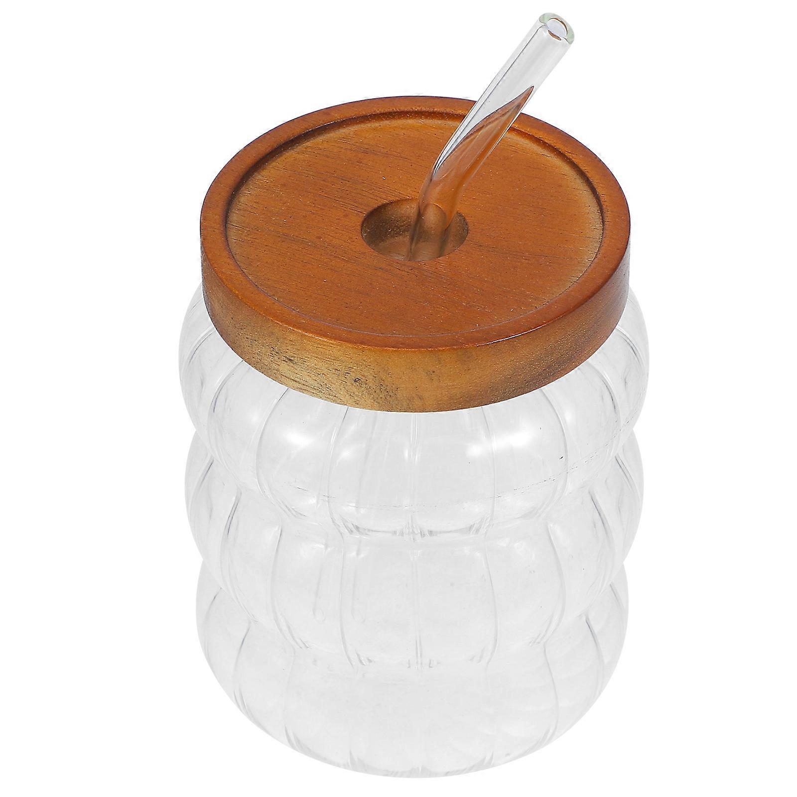 Gobelet en verre rayé pour boire, 1 ensemble avec couvercle et paille, utilisation portable