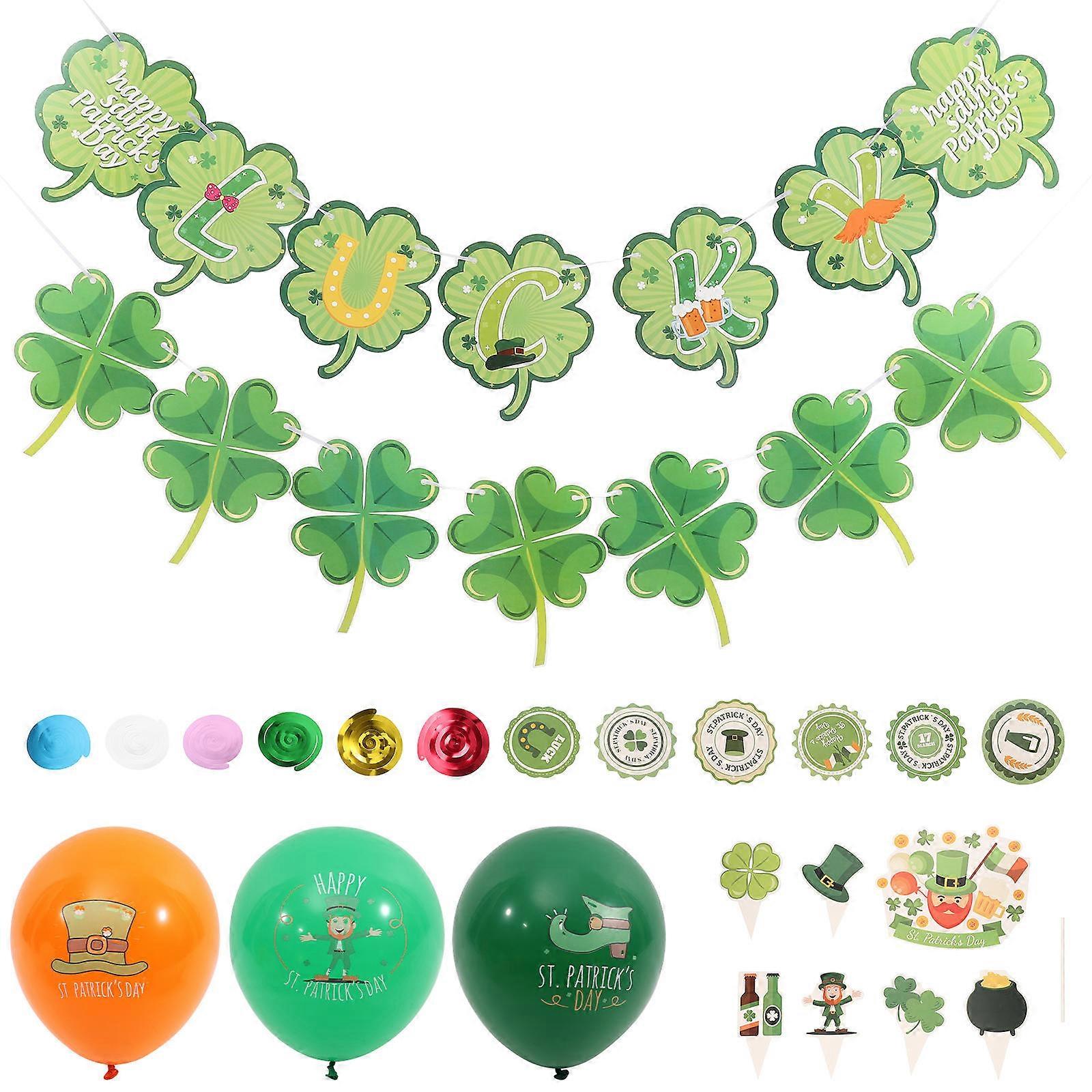 St. Patrick's Day Party Decorations 5 Sets Eye-catching Latex Balloons Cake Hanging Ornament Rectangular Shape