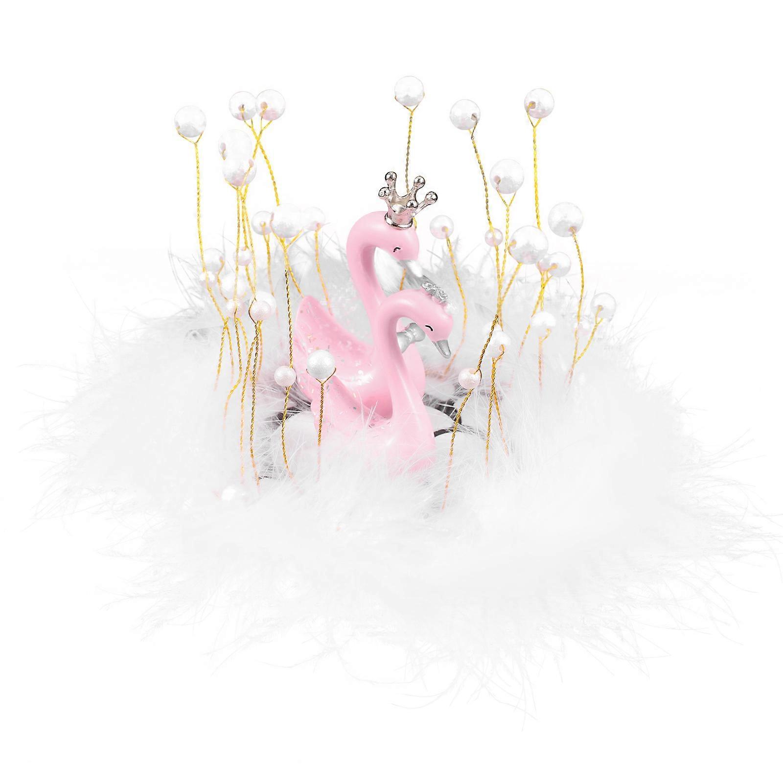 Swan Figurines Dashboard Decorations for Decor 3Sets of Miniature Ornaments