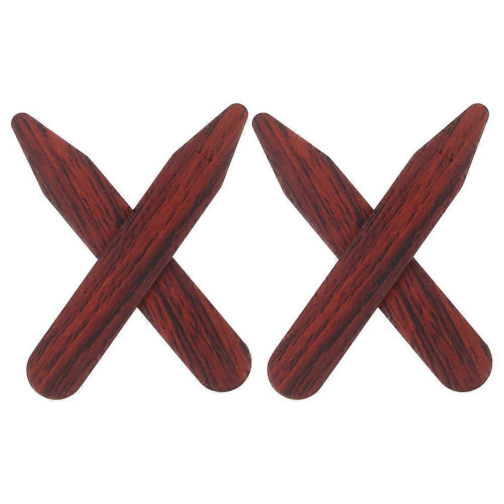 Brown Wood Collar Inserts for Shirt Collars with Support 2Pairs
