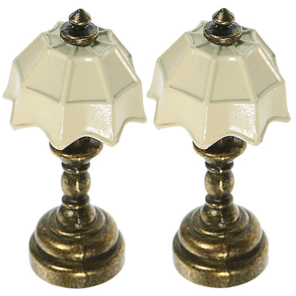 Mini Table Lamp Doll House Accessories for Decor 10Pcs White Alloy