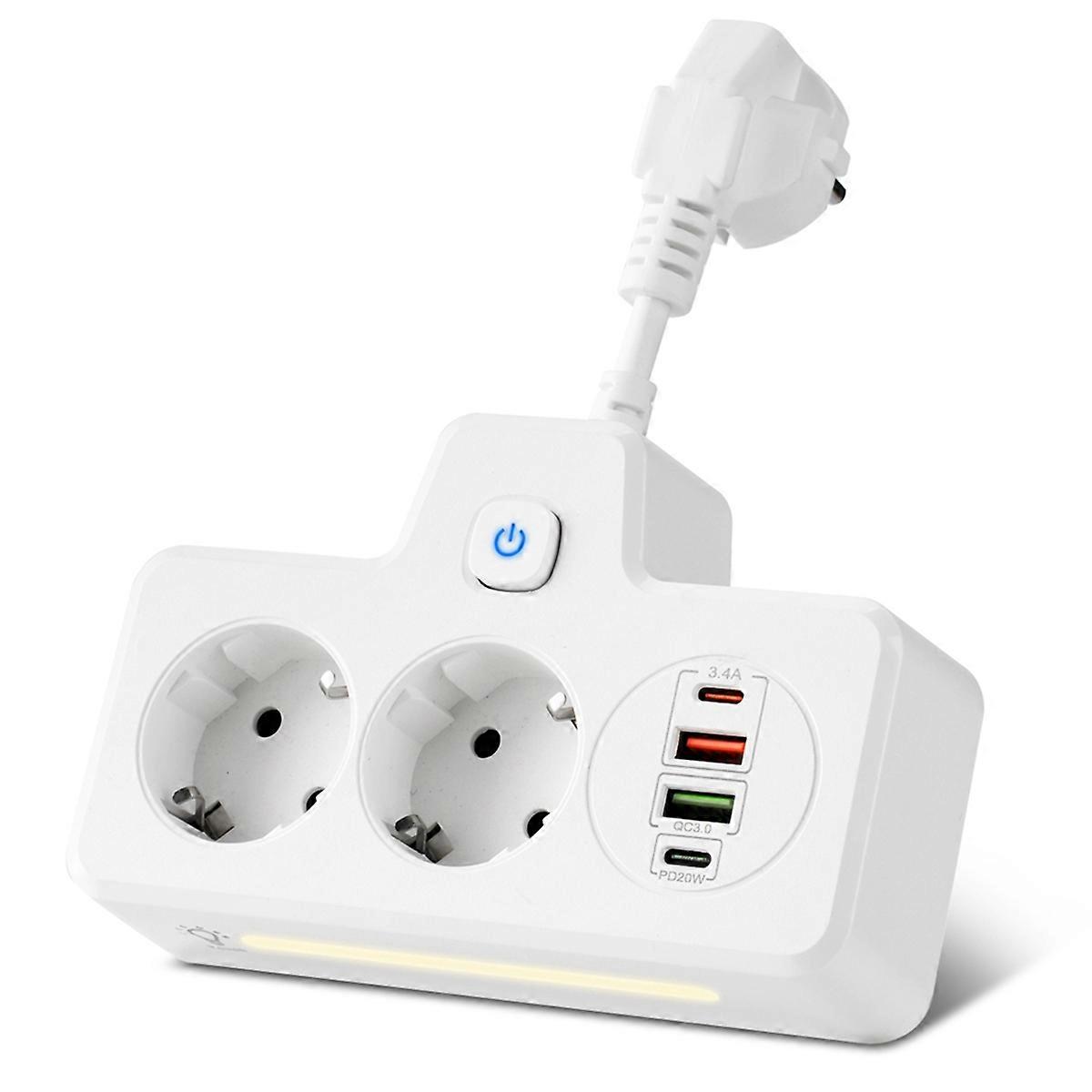 EU Plug Outlet Power Strip Wall Socket Expansion Plug (White)