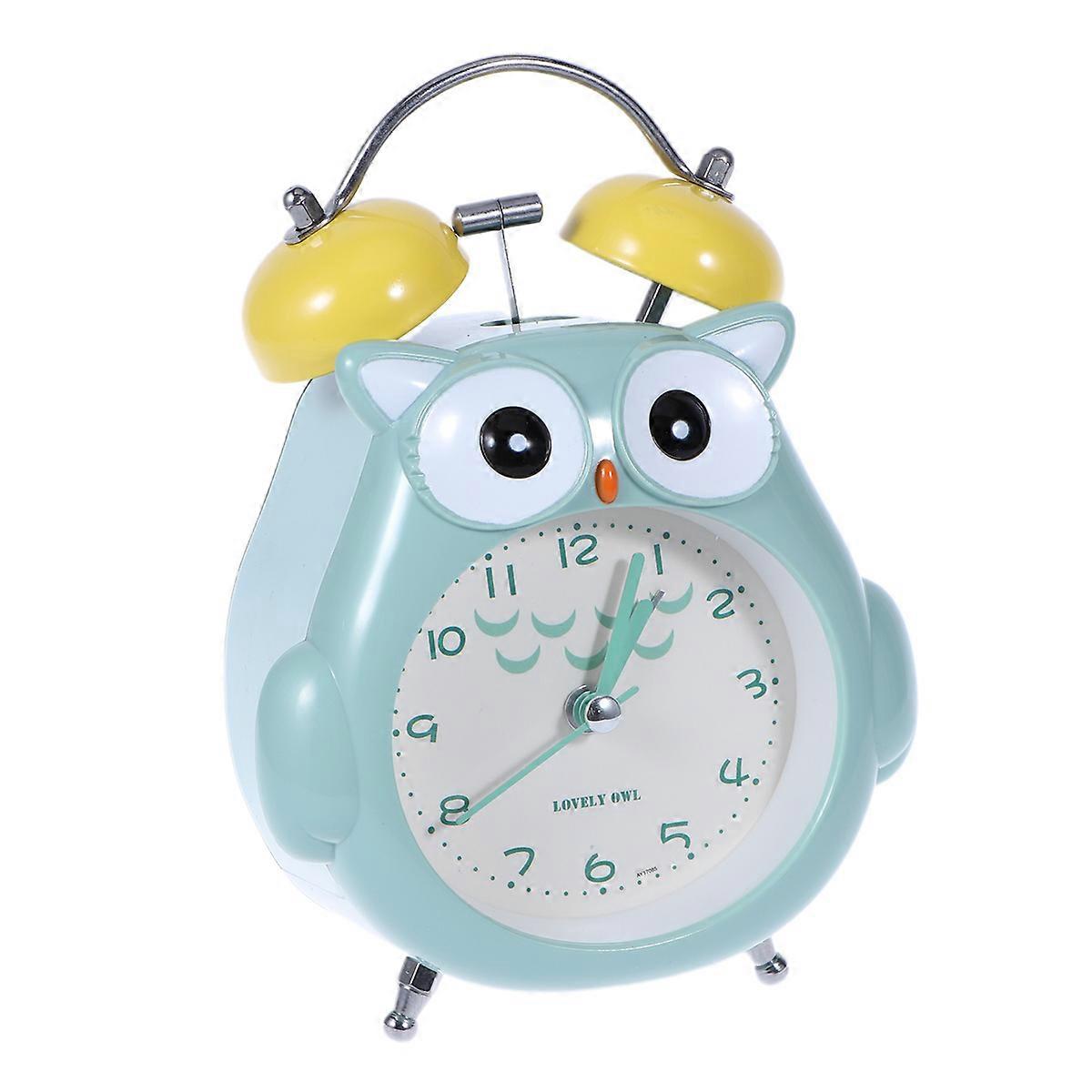 Creative Owl Alarm Clock Bell Clock for Student 3Pcs Green Plastic