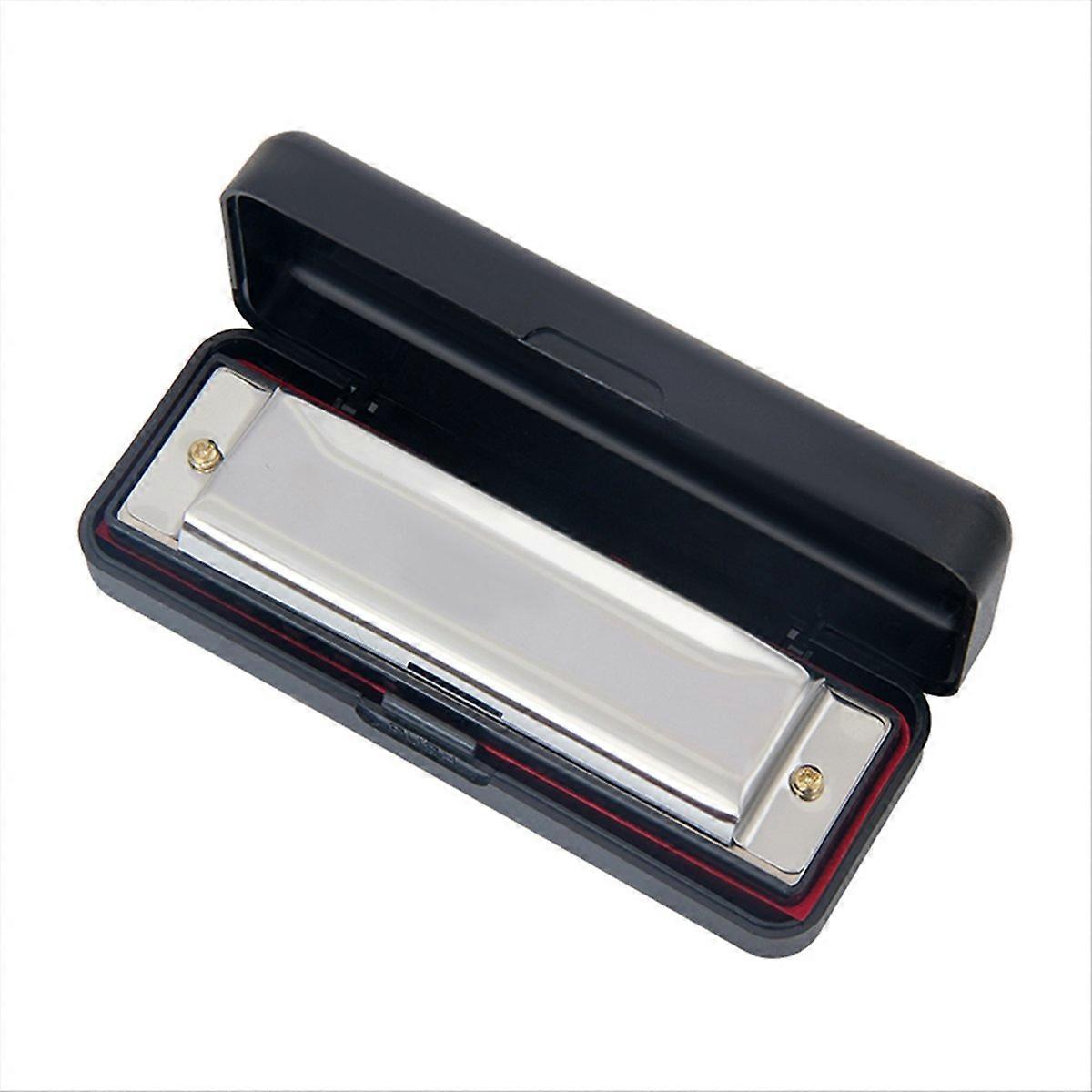 10 Hole Blues Harmonica C Key Instrument Educational Toy Silver