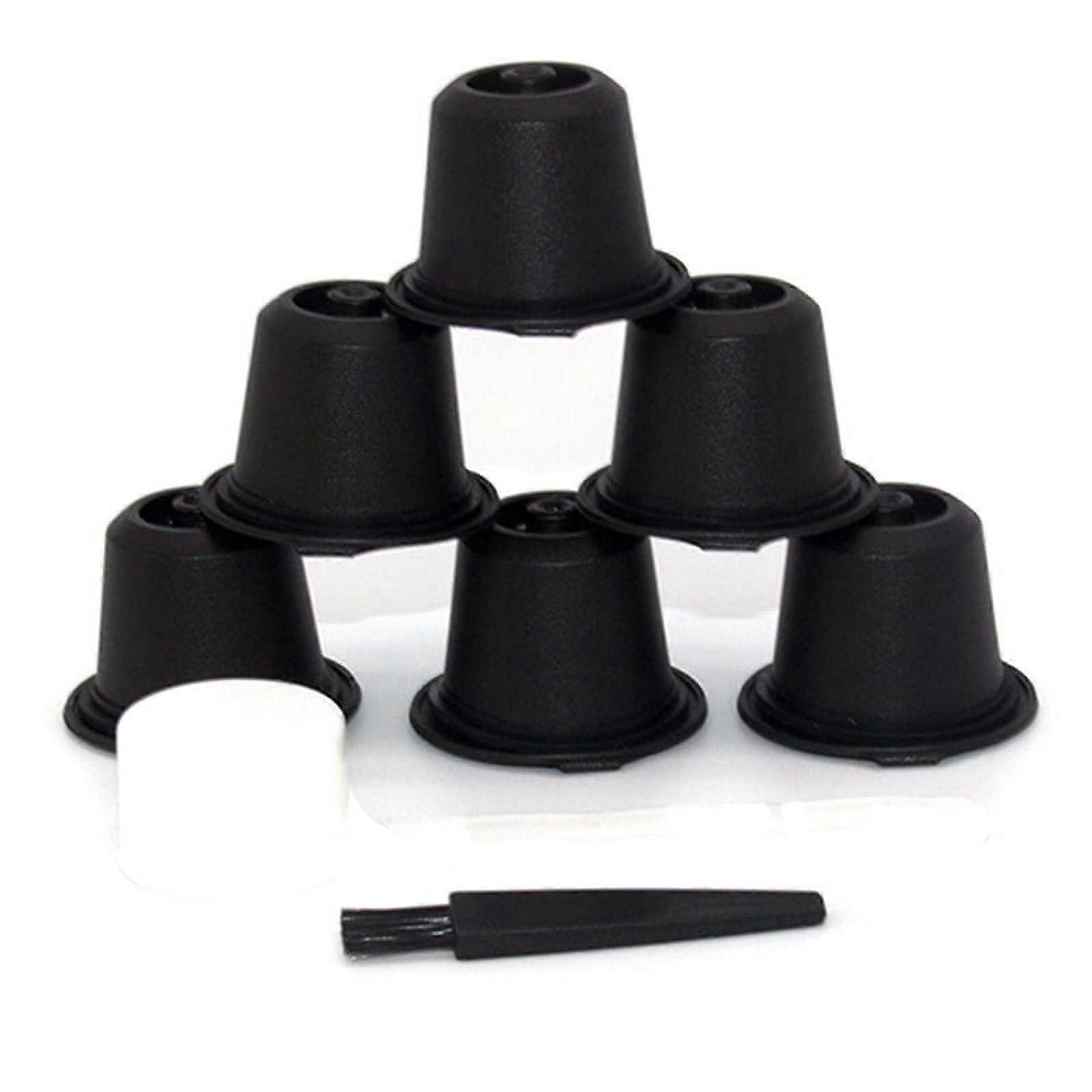 6PCS for Refillable Reusable Coffee Capsule Coffee Filter Cup Machine Capsule Plastic Filter,Black