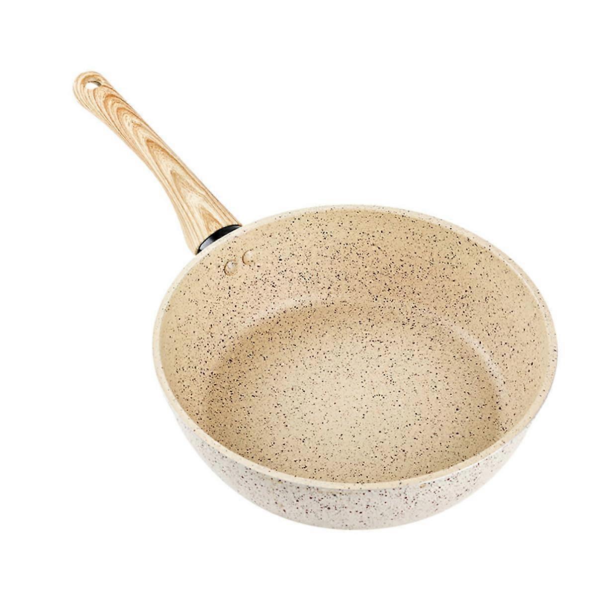 NonStick Flat Frying Pan Beige Color 10 Inch Size Rapid Heat Conduction Gas Stoves And Induction Hobs Compatible