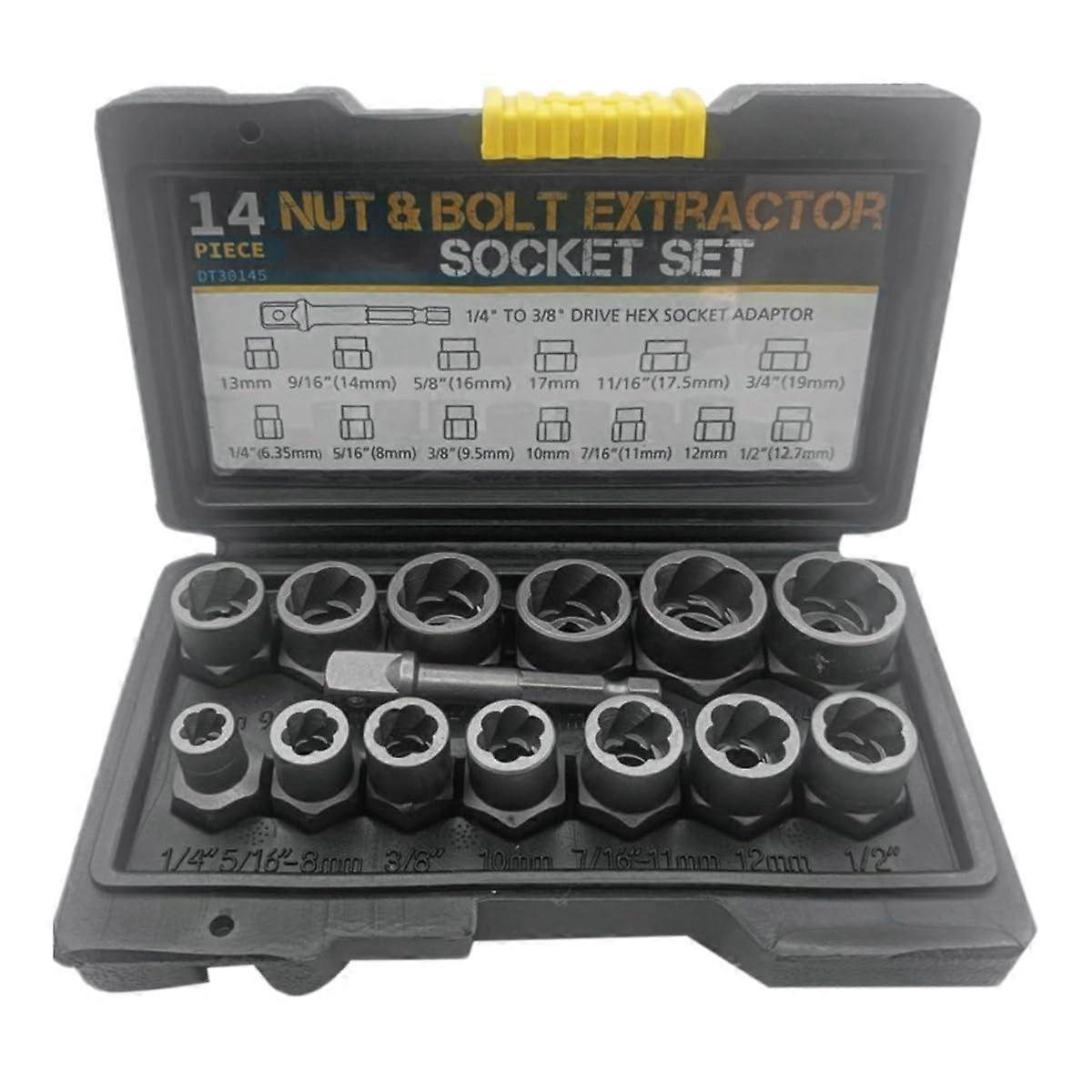 Nut & Bolt Extractor Set Socket Nut Remover Tool  Carbon Steel For Automotive Supplies
