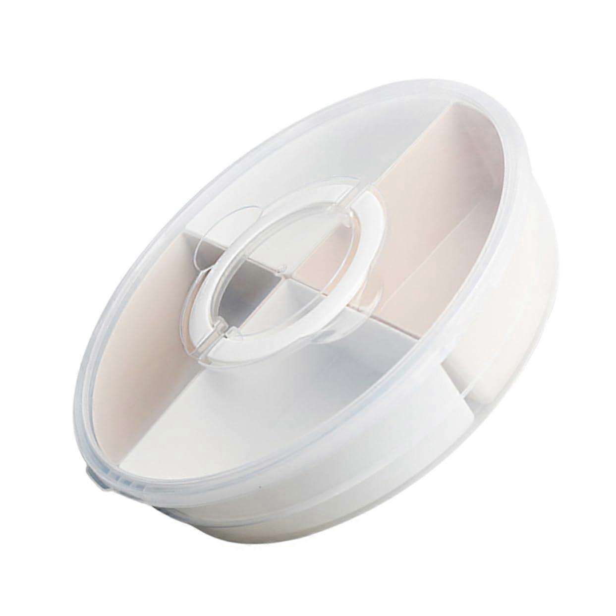 Box Divided Plastic Serving Tray With Lid, Divider Compartments, Snack Storage For Fruits And Nuts, Portable Handle