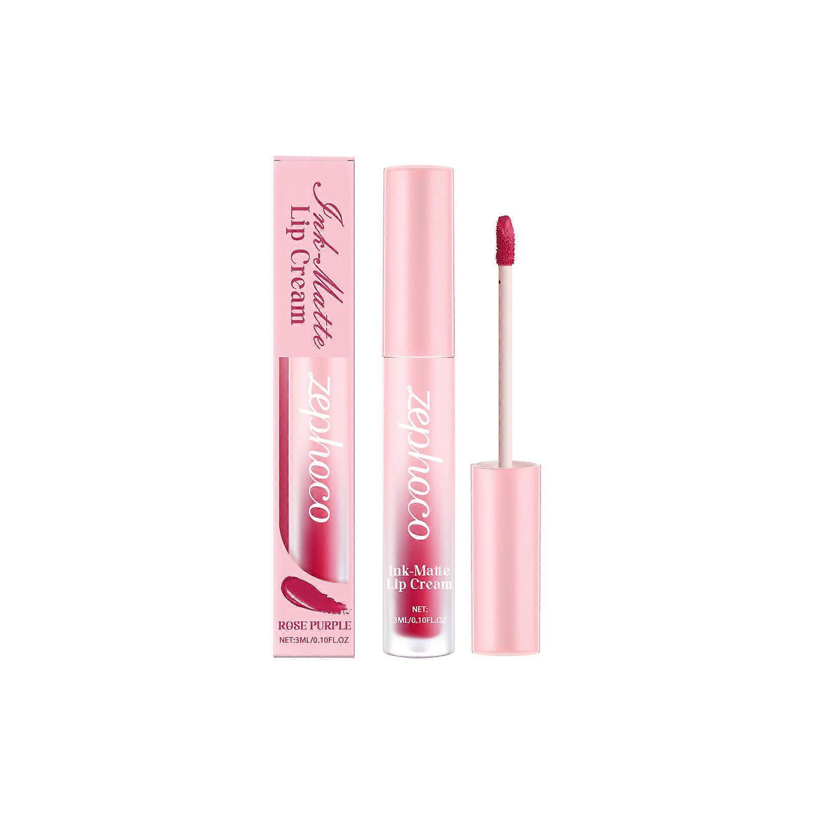 Zephoco Rose Purple Matte Lip Gloss. The Matte Lip Gloss Is Moisturizing, Silky Smooth, Nourishing And Elevating. It Does Not Stick To The Glass And I