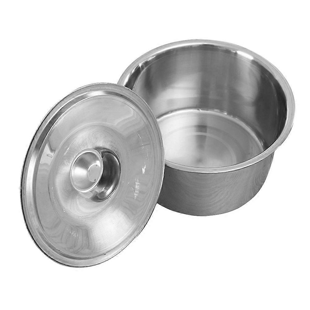 Cuve à condiments en acier inoxydable Assaisonnement Cylinde Plat en acier inoxydable non magnétique avec couvercle (argent 16x16x9)