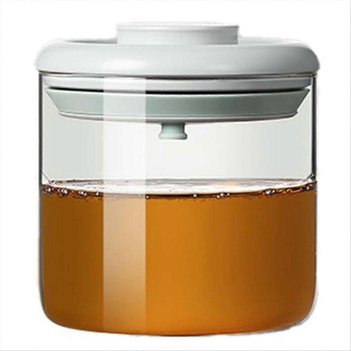 Honey Pot with Dipper and Lid Airtight Clear Honey Container for Home Kitchen,Store Honey and Syrup