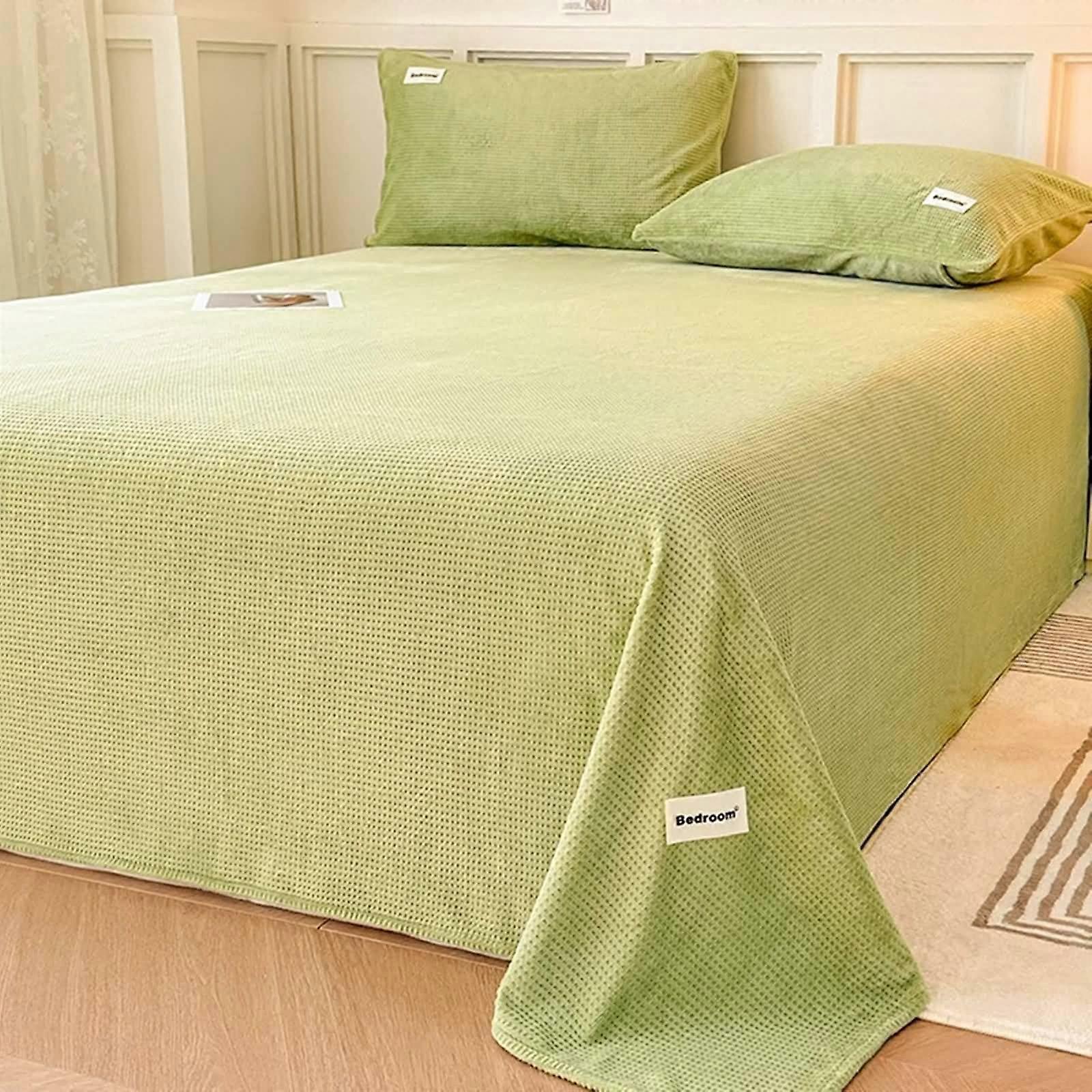 Bed Mattress Sheet Green 200x230 Cm Flat Sheet Solid Color For Queen Size Beds