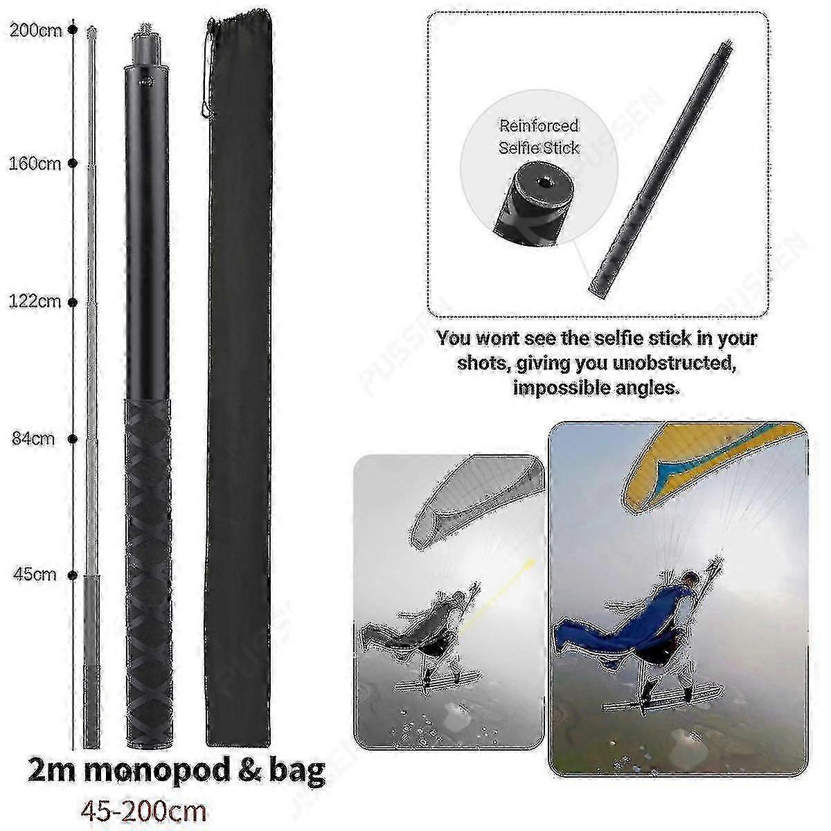 Motorcycle Bike Invisible Selfie Stick Monopod Handlebar Mount for GoPro Max Hero 11