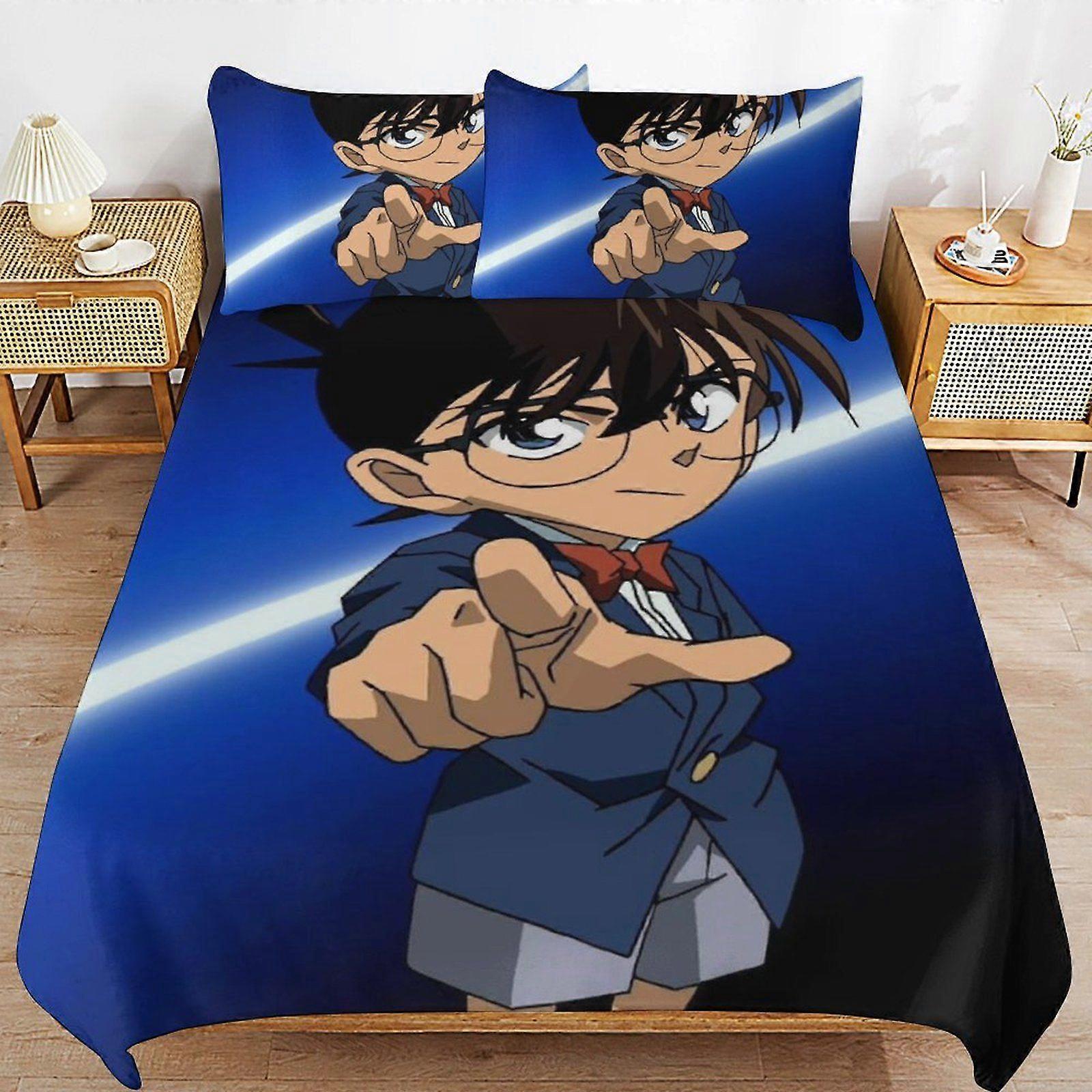 T145 Conan Edogawa Wrinkle Free Sleep Upgrade Soft Zipper Closure Premium Duvet Cover Sets with High Thread Count V145