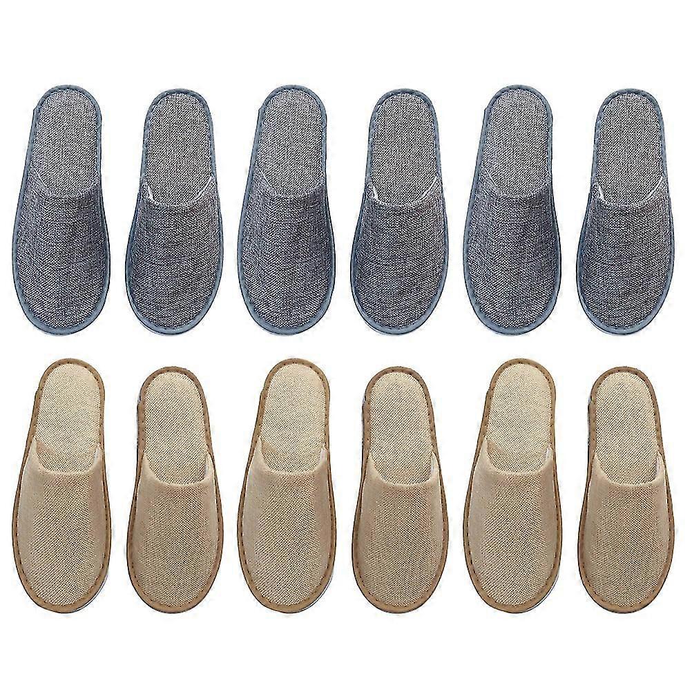 6 par tofflor One-time Chic Mjuk engångs linne tofflor Hotel Tofflor Non-slip Tofflor Pilblad Sko CY
