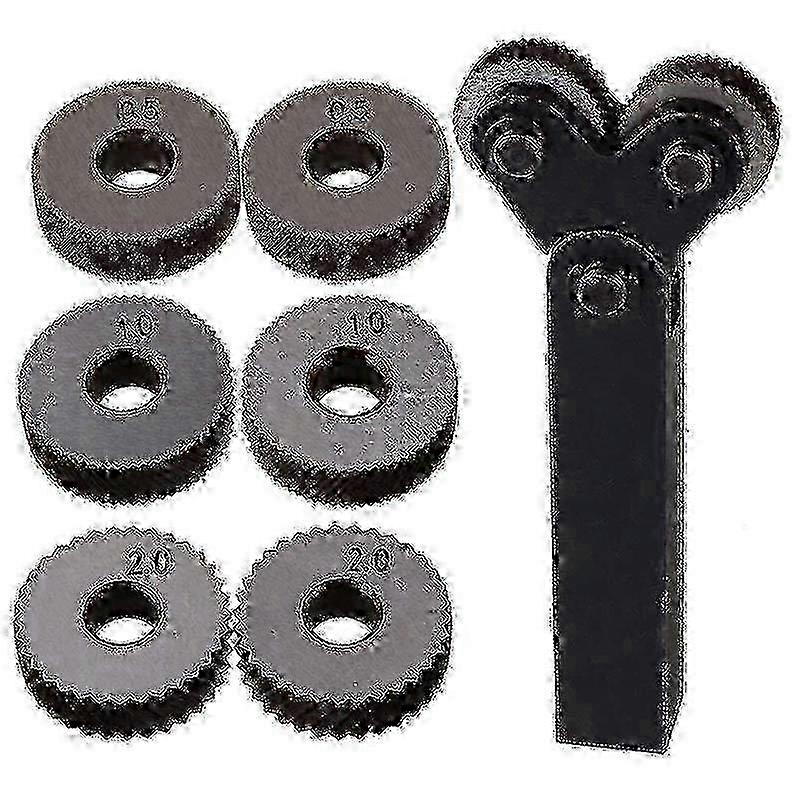 7-Piece Double Wheel Knurling Tool Set - 0.5mm, 1mm, 2mm Linear Wheels for Steel Lathes Edition c