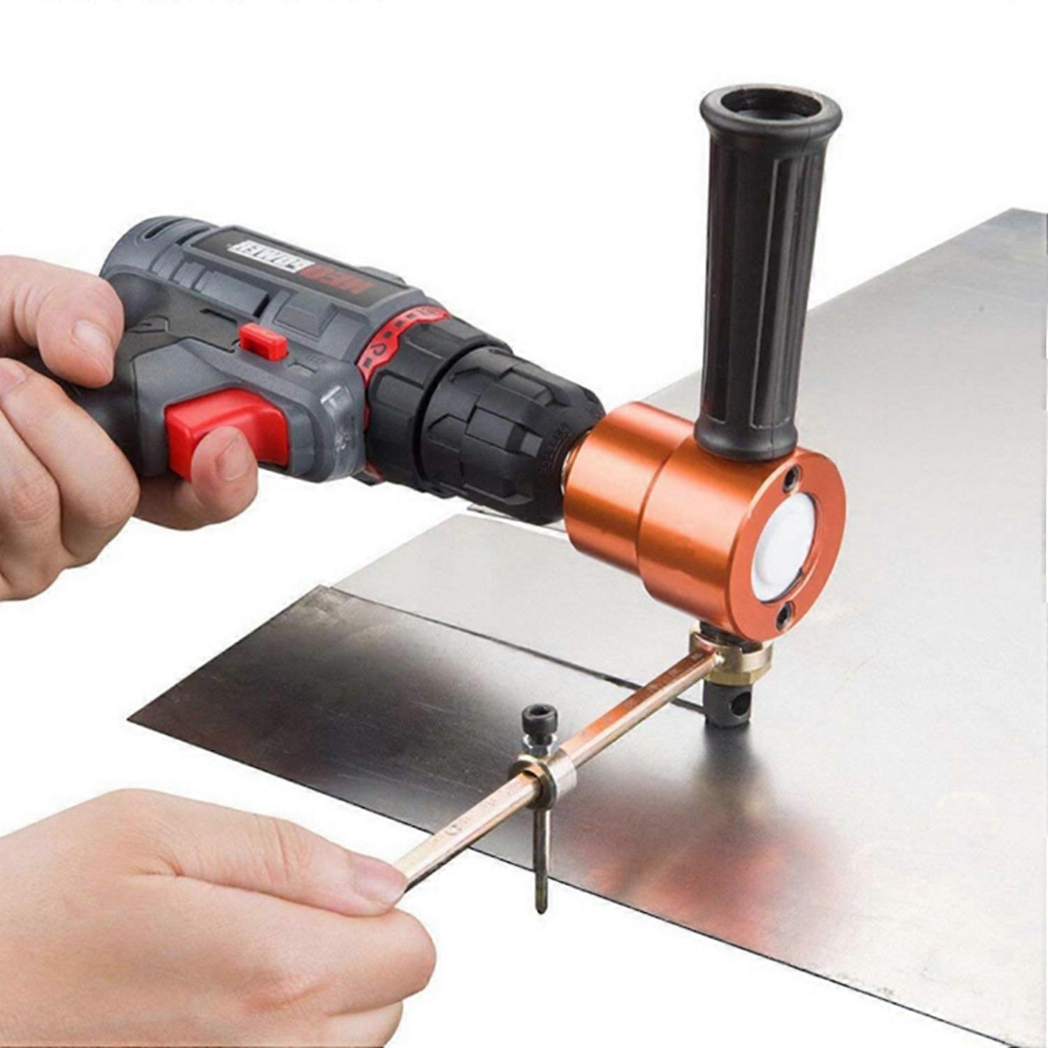 Double Tip Sheet Metal Cutting Nibbler Metal Saw Cutter 360 Degree Adjustable Drill Attachment with 