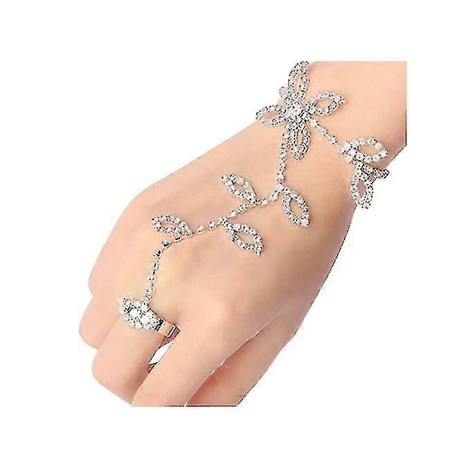 2pcs Crystal Rhinestone Leaf Bracelet Bracelet Slave Chain Link Anklet