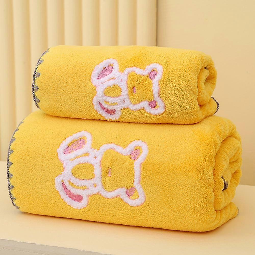 Bath Towels 70x140cm + 75x35cm Set, Extra Large Bath Sheets, Super Soft,  Absorbent, Yellow, Daily Use