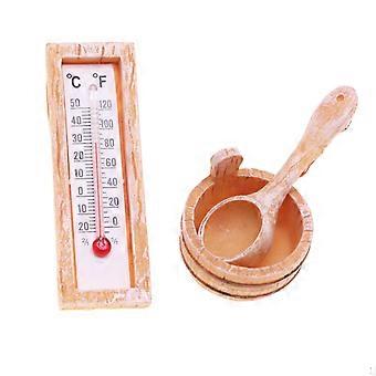 1/12 Dockhus Bastutunna, Docktillbehör, Träleksaker, DIY-pyssel Mini Simuleringstermometer för