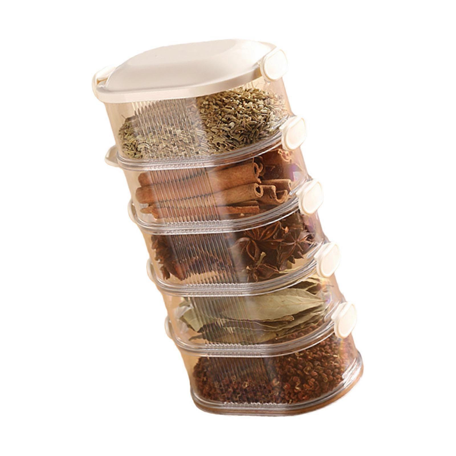 Space Saving Multi Compartment Spice Organiser With Transparent Lid Plastic Kitchen Storage Container For Countertop  5